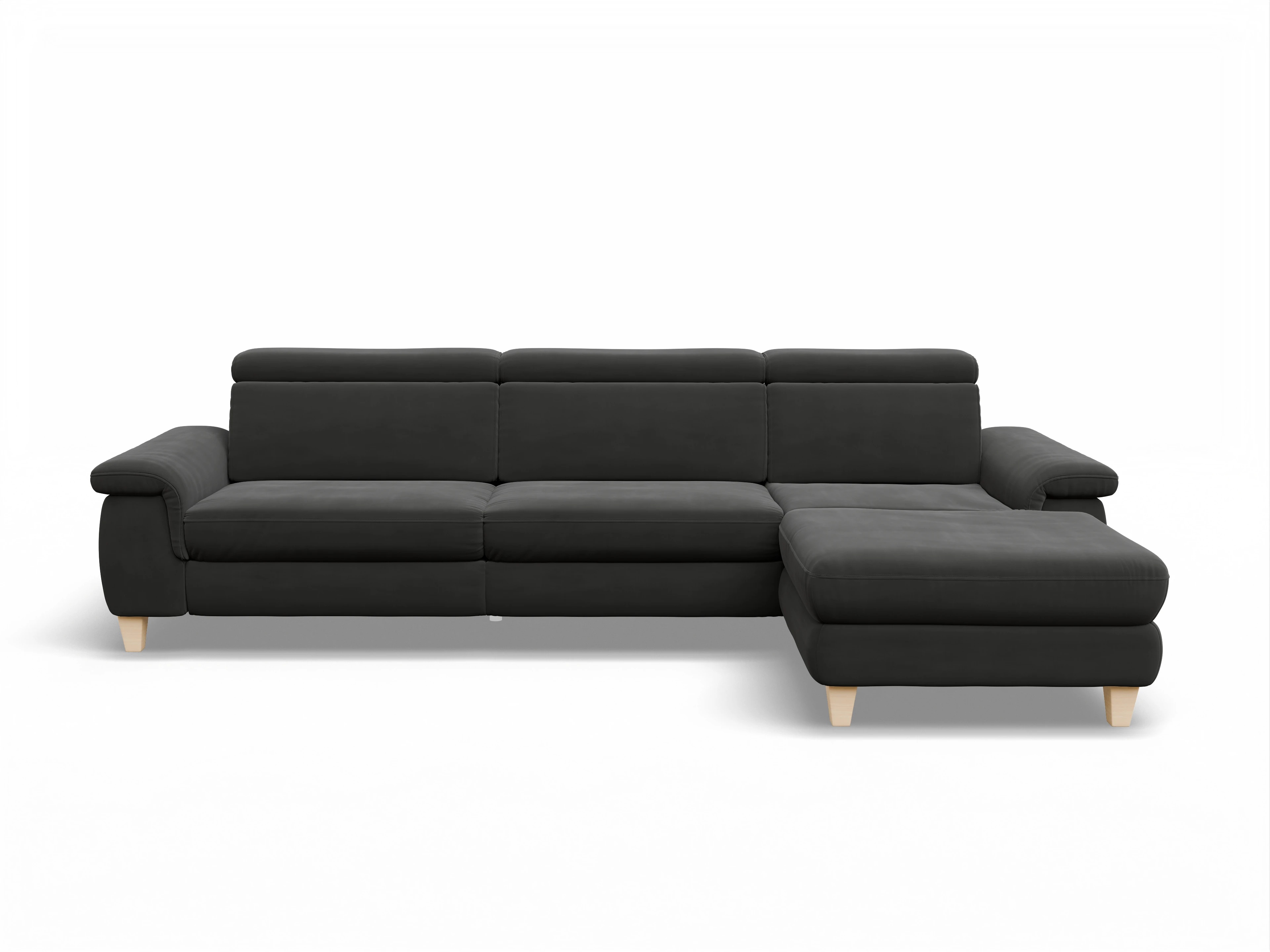 Ansicht des Produktes München Ecksofa rechts Abschluss offen in Stoff Grau