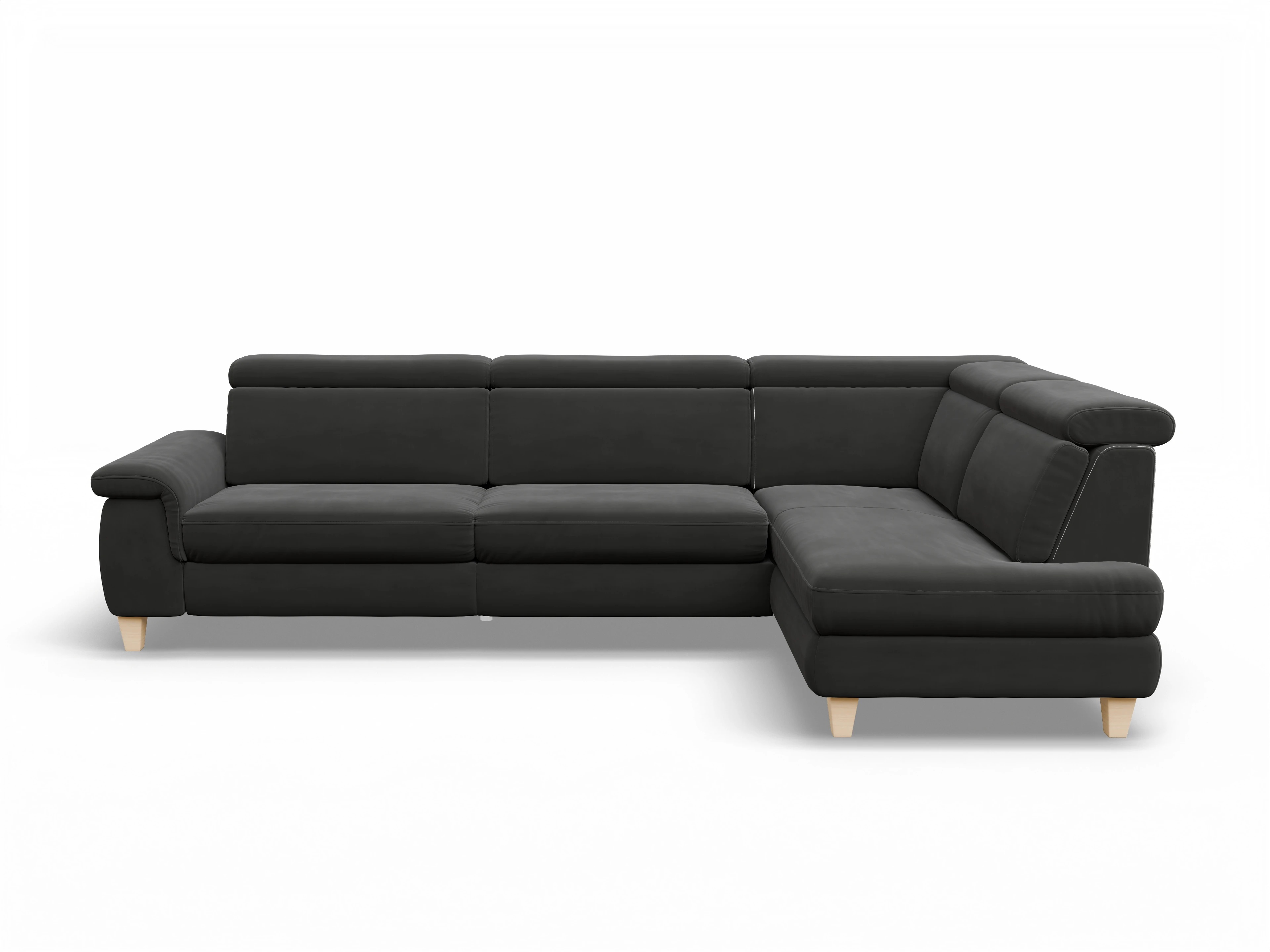 Ansicht des Produktes München Ecksofa rechts Abschluss offen in Stoff Grau
