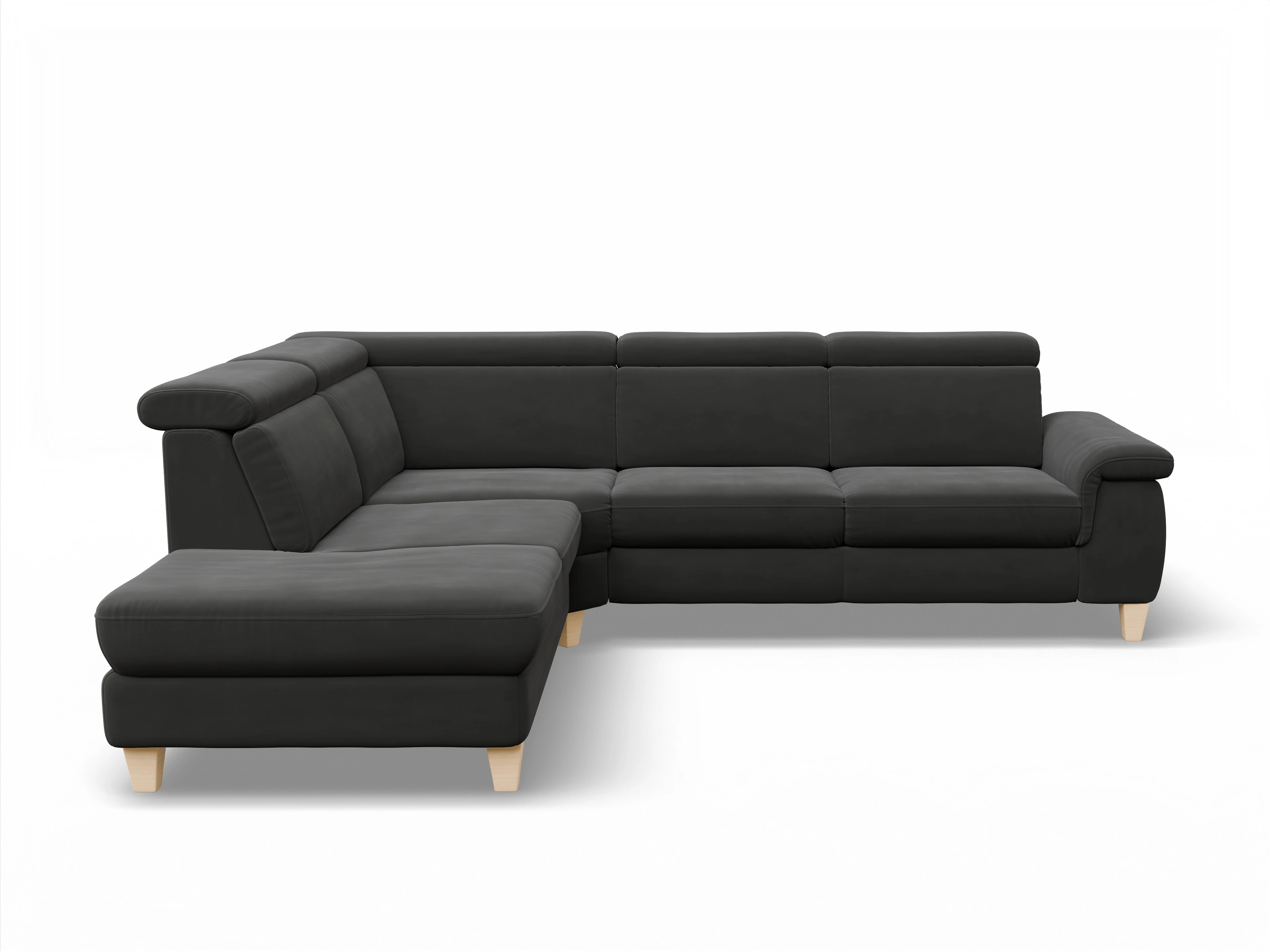 München 1Aho WE Small L Ansicht des Produktes München Ecksofa links Abschluss offen in Stoff Grau