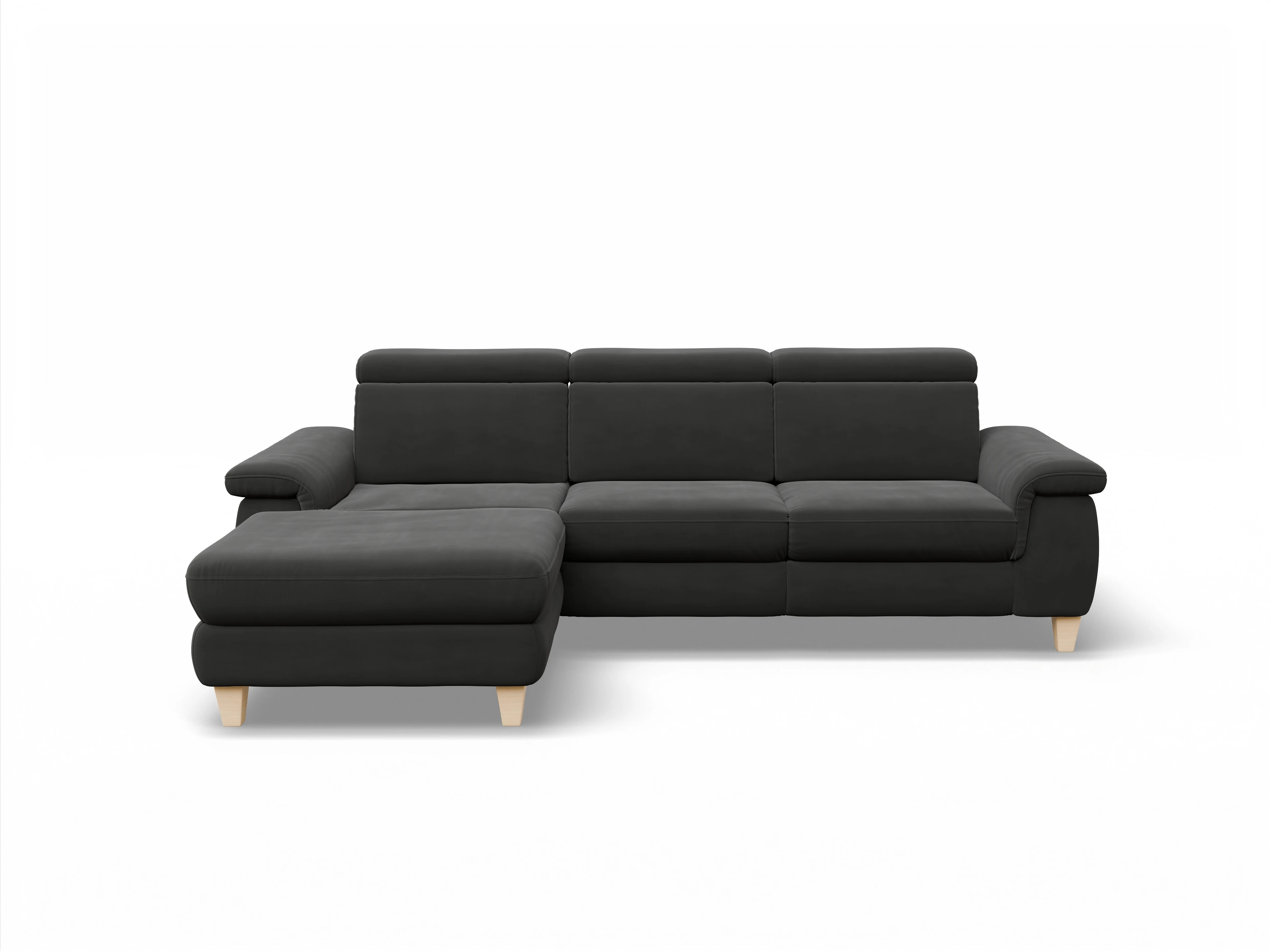 Ansicht des Produktes München Ecksofa links Abschluss offen in Stoff Grau