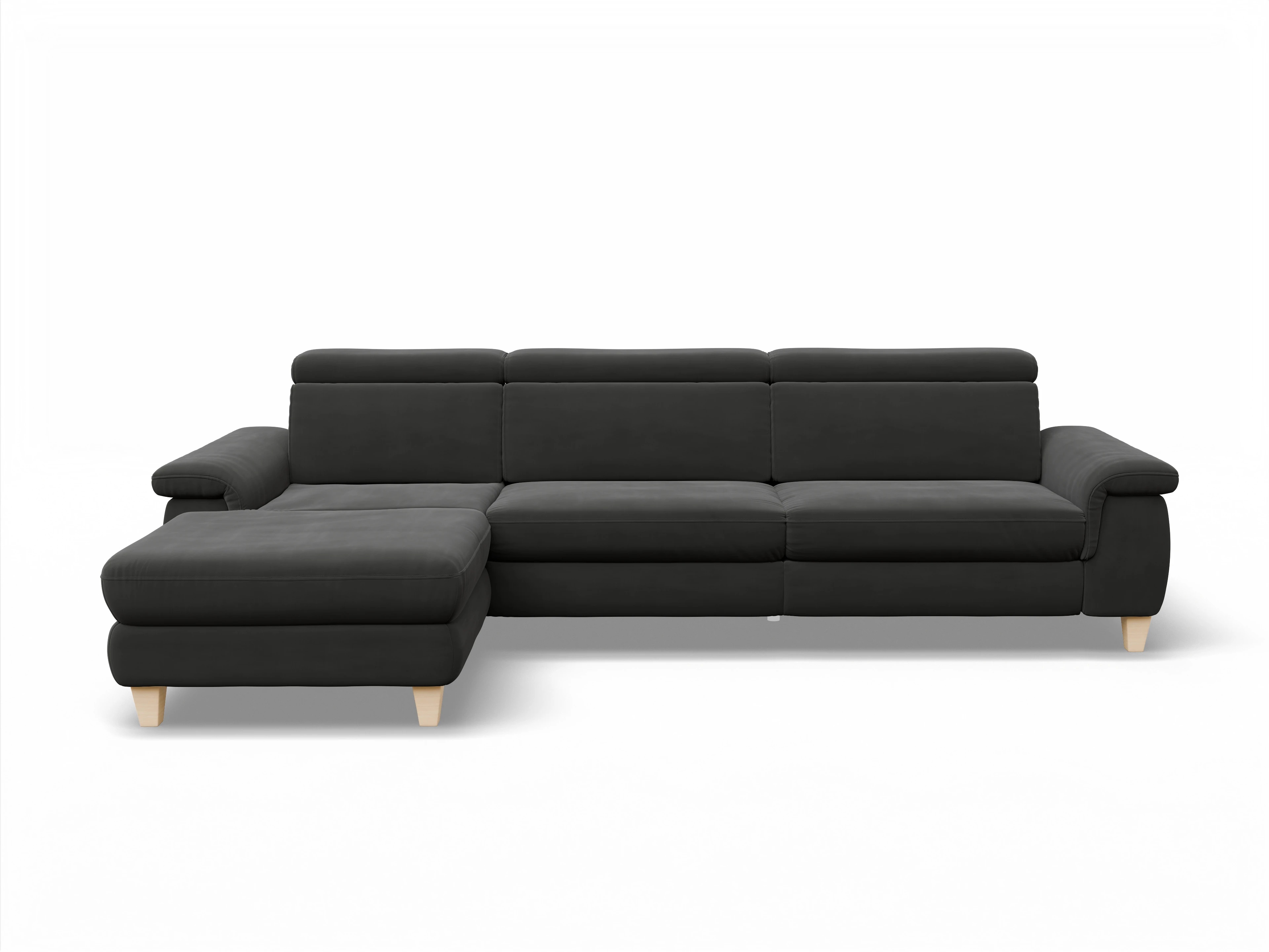 Ansicht des Produktes München Ecksofa links Abschluss offen in Stoff Grau