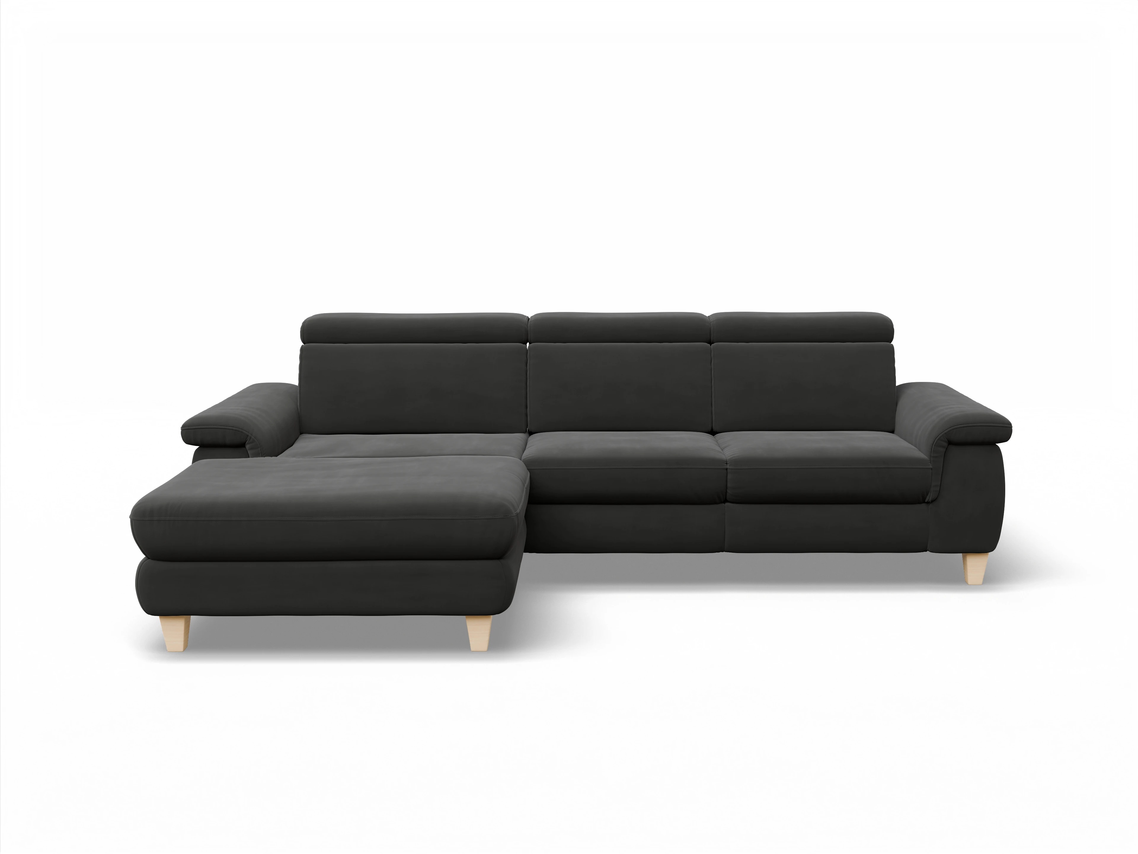 Ansicht des Produktes München Ecksofa links Abschluss offen in Stoff Grau