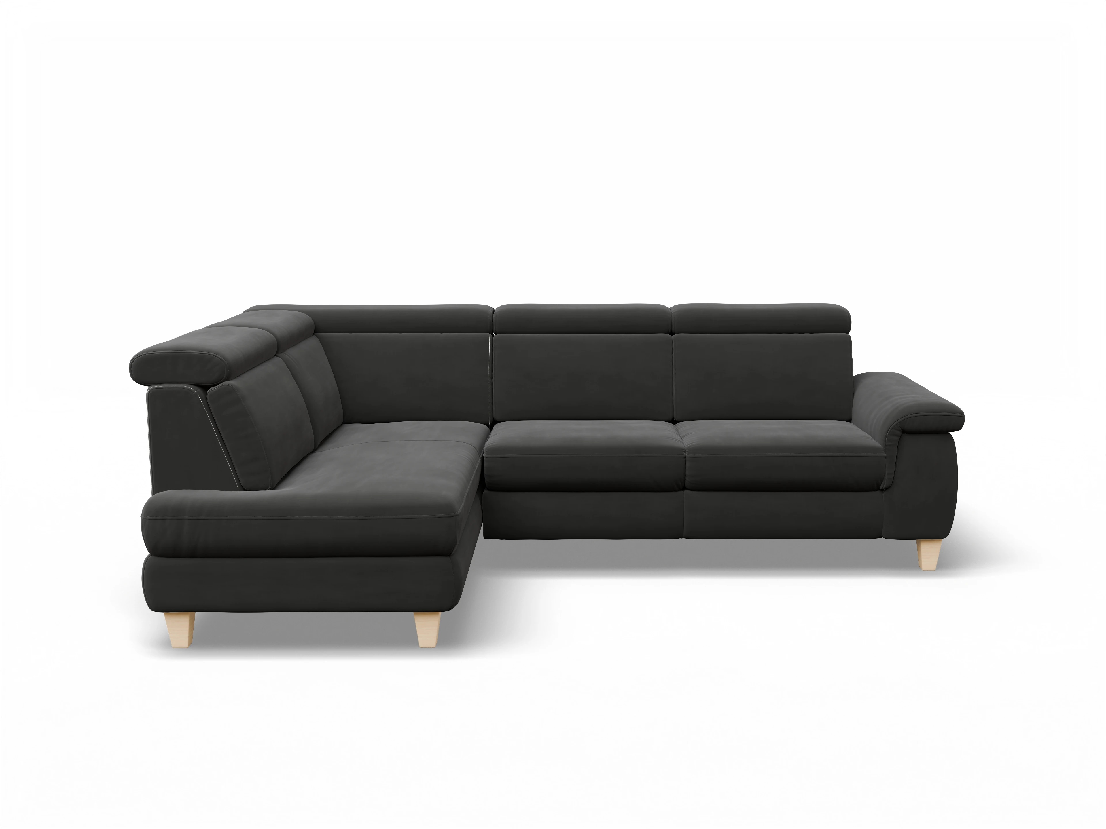 Ansicht des Produktes München Ecksofa links Abschluss offen in Stoff Grau
