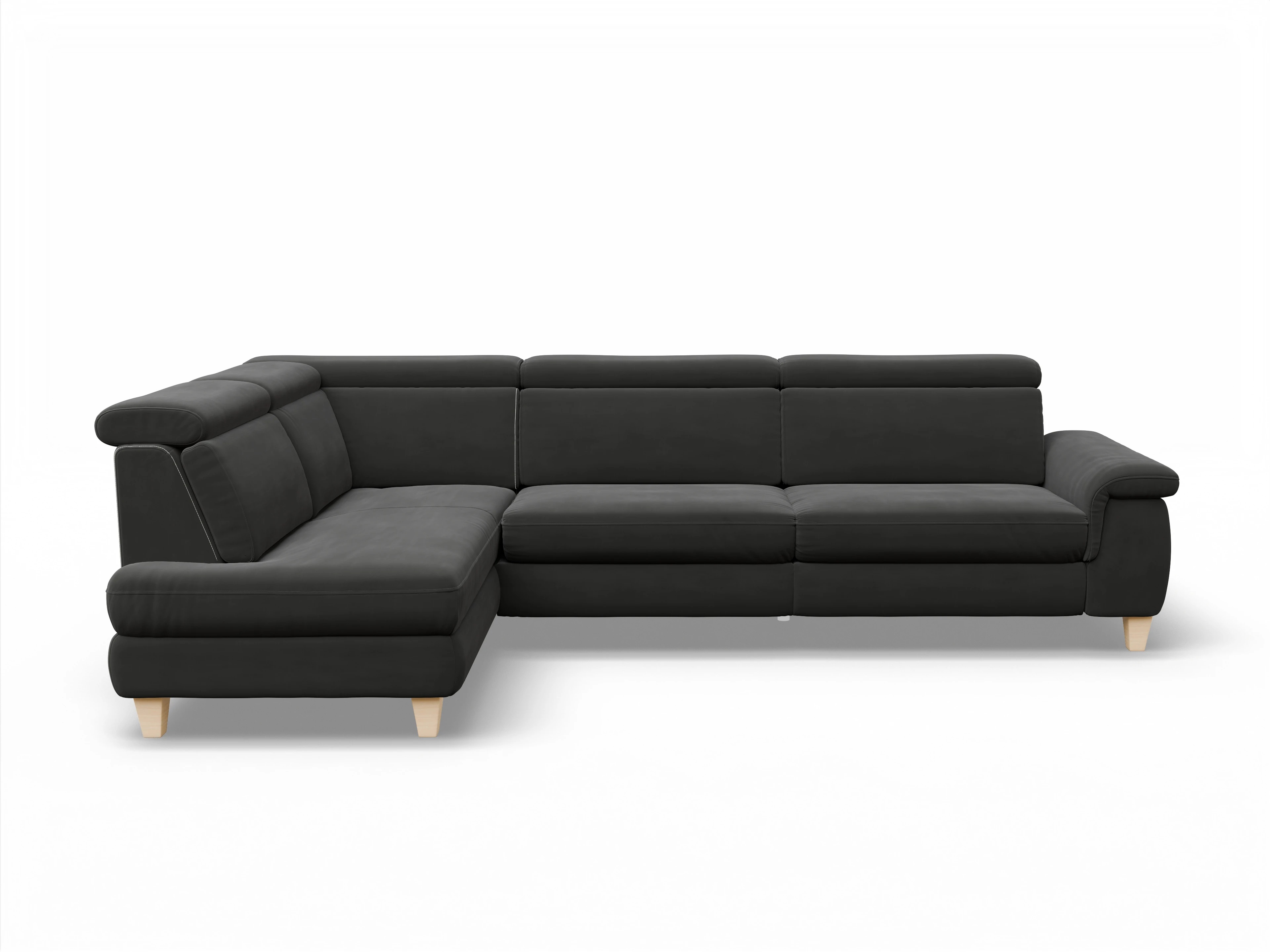 München KO Large L Ansicht des Produktes München Ecksofa links Abschluss offen in Stoff Grau