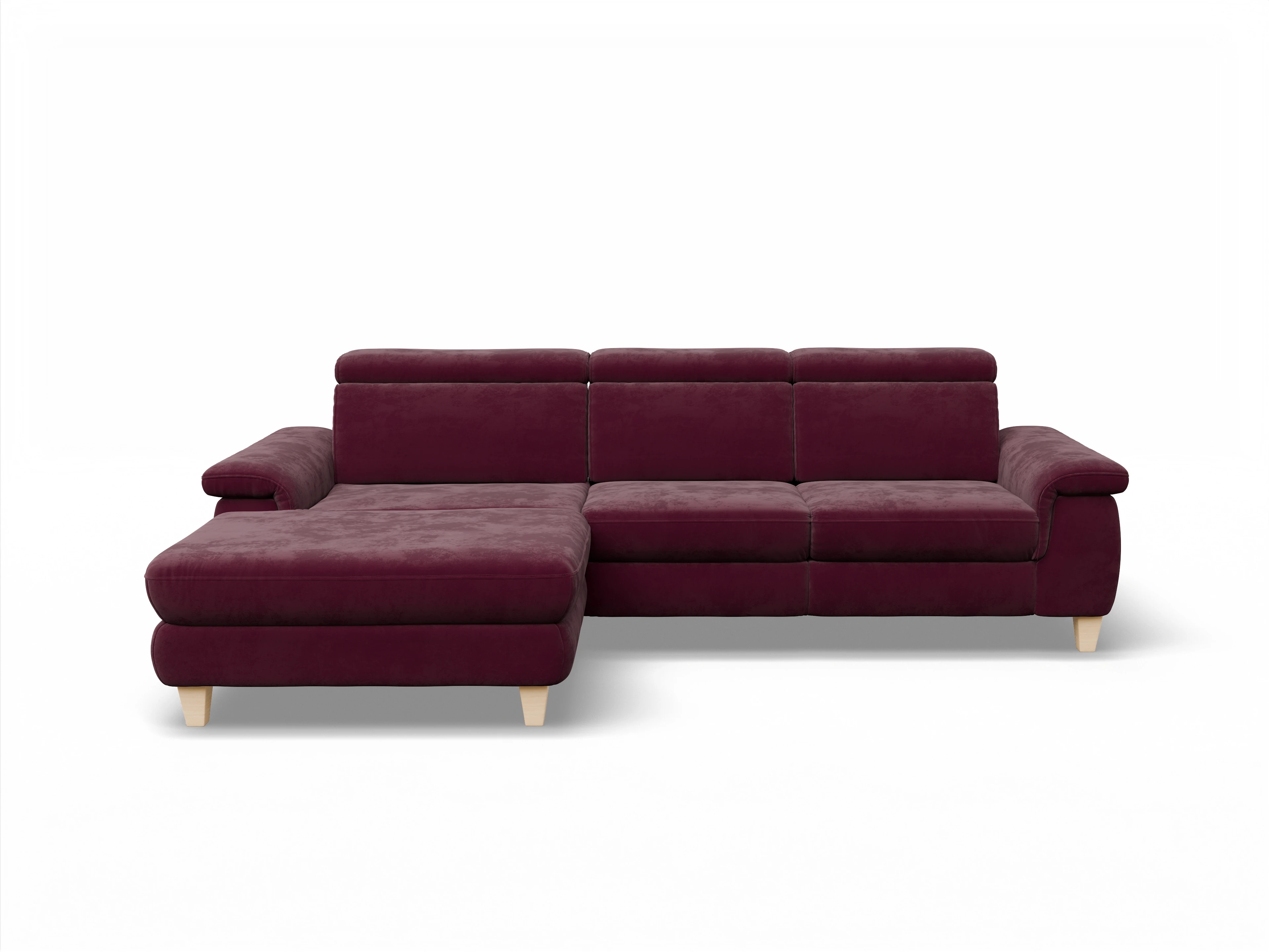 Ansicht des Produktes München Ecksofa links Abschluss offen in Stoff Rot