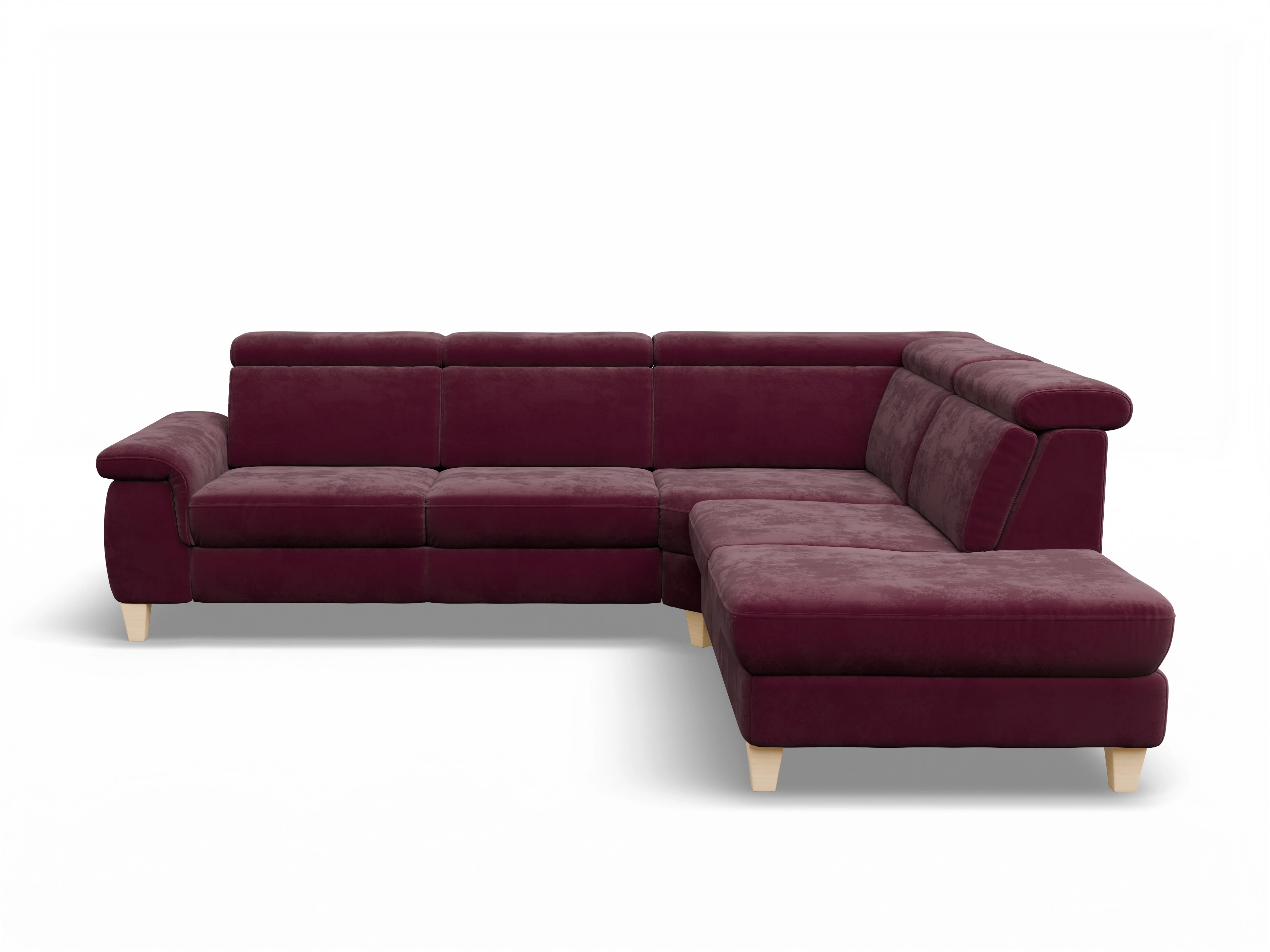 Ansicht des Produktes München Ecksofa rechts Abschluss offen in Stoff Blau