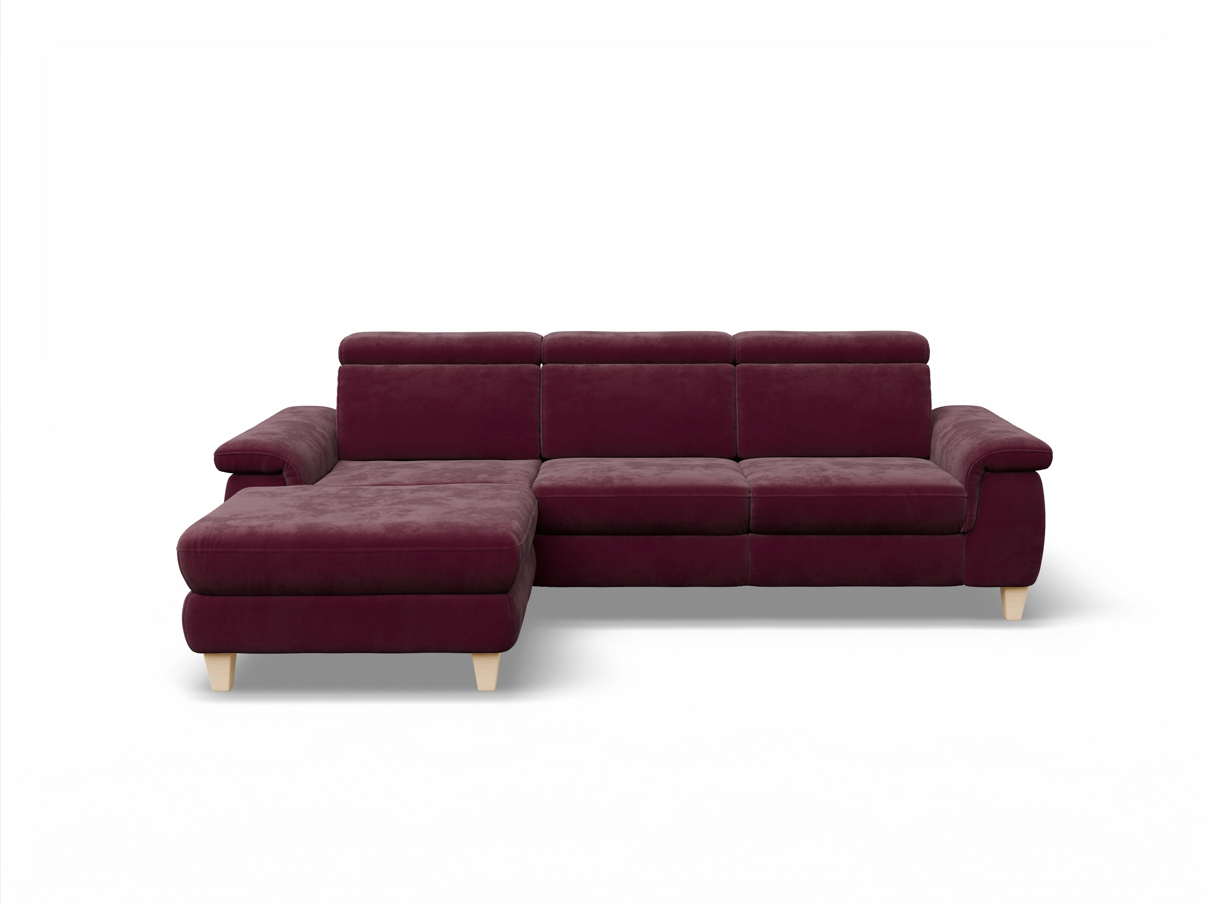 München LO Medium L Ansicht des Produktes München Ecksofa links Abschluss offen in Stoff Blau