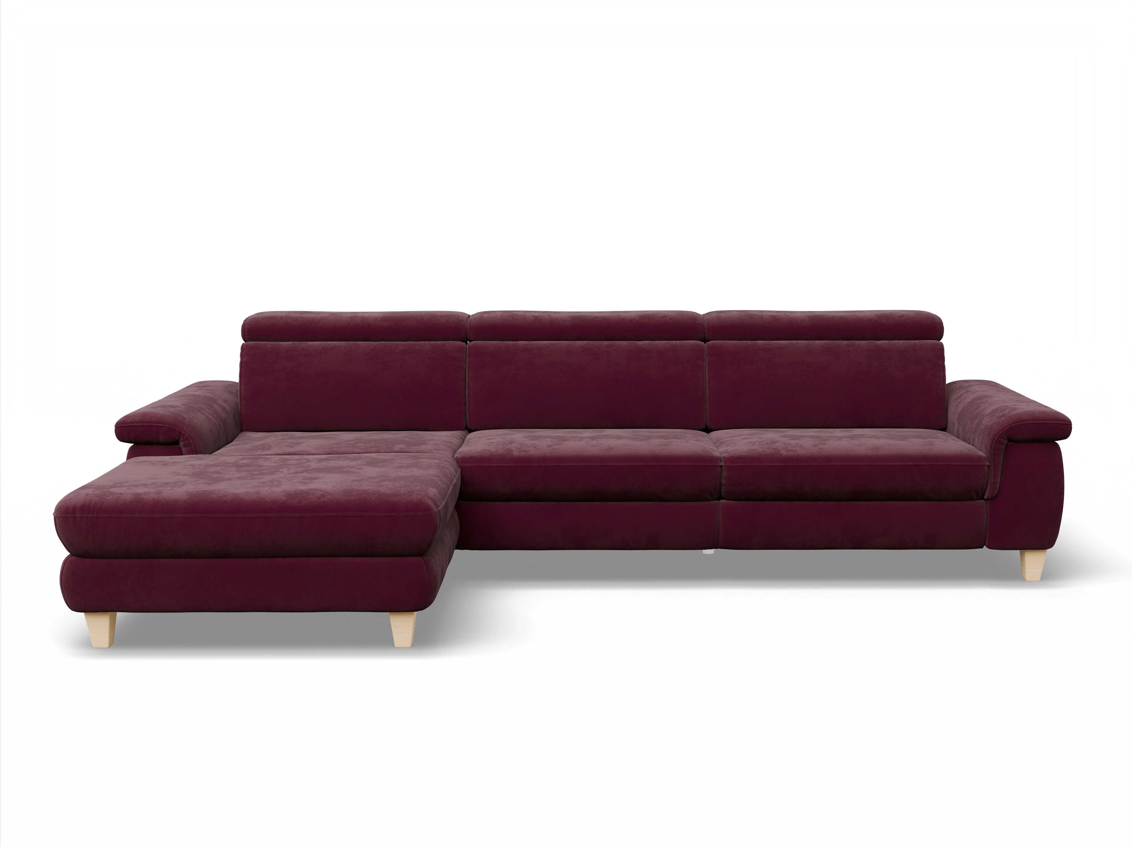 Ansicht des Produktes München Ecksofa links Abschluss offen in Stoff Blau