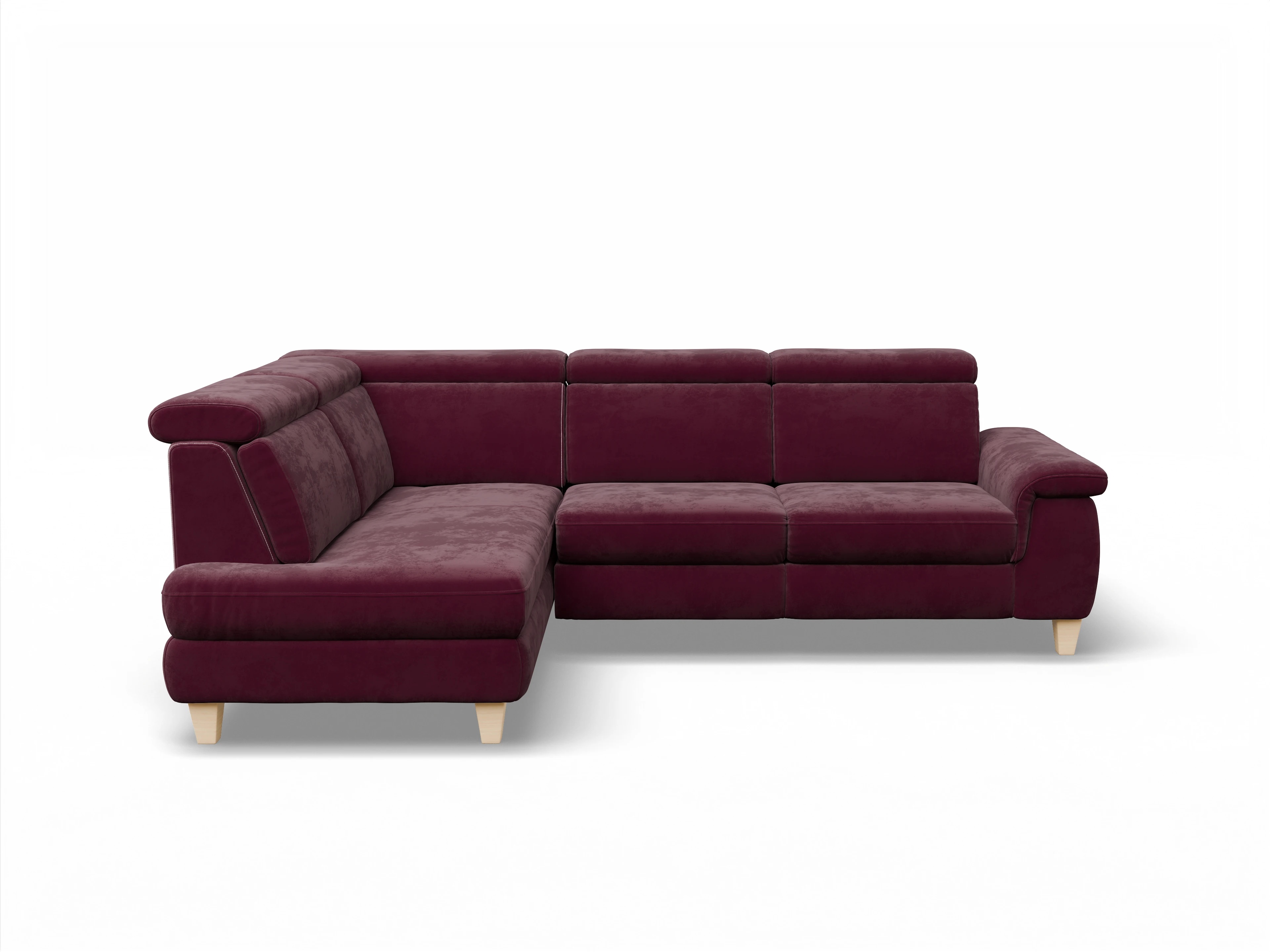 Ansicht des Produktes München Ecksofa links Abschluss offen in Stoff Blau