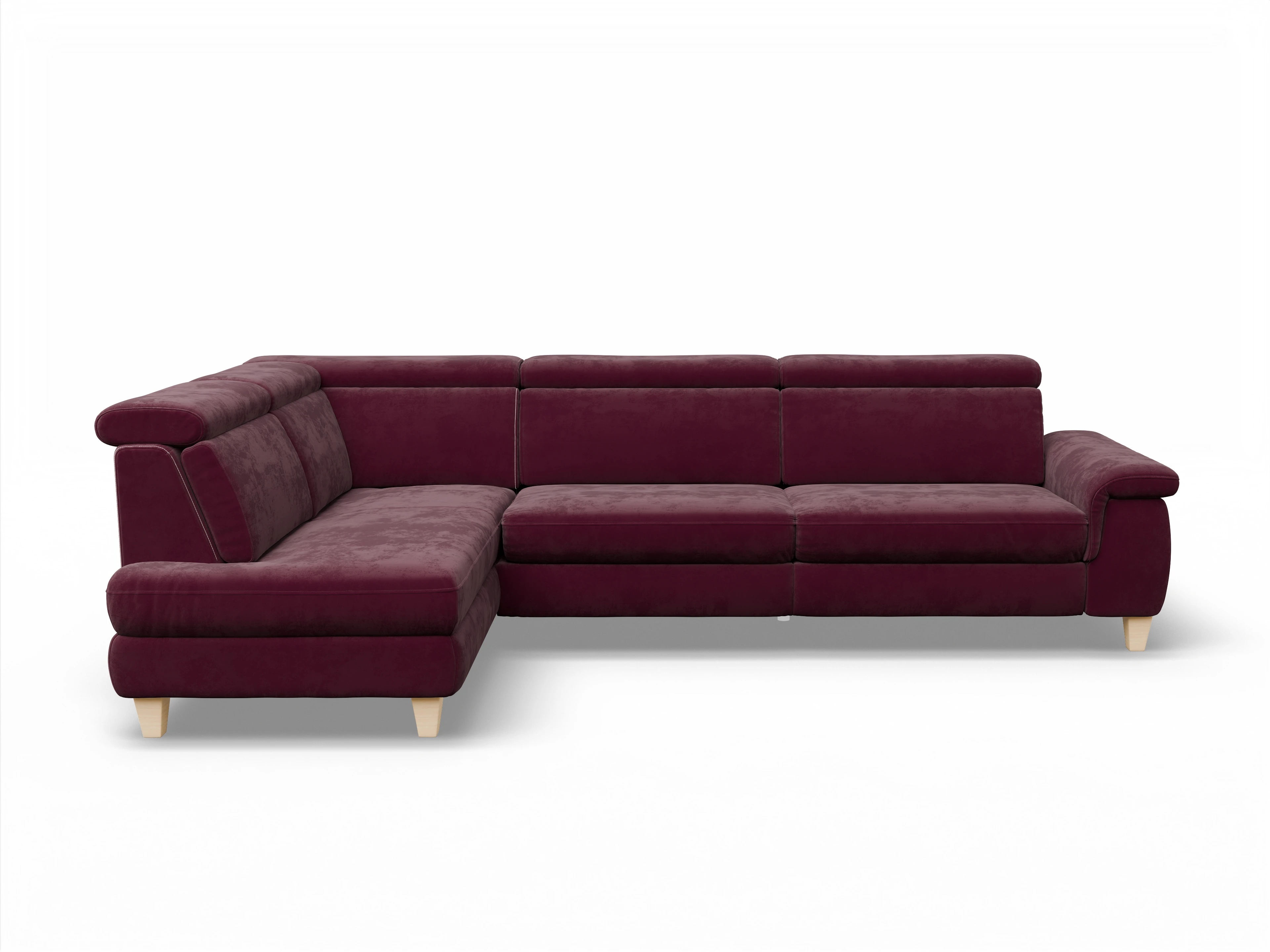 Ansicht des Produktes München Ecksofa links Abschluss offen in Stoff Blau
