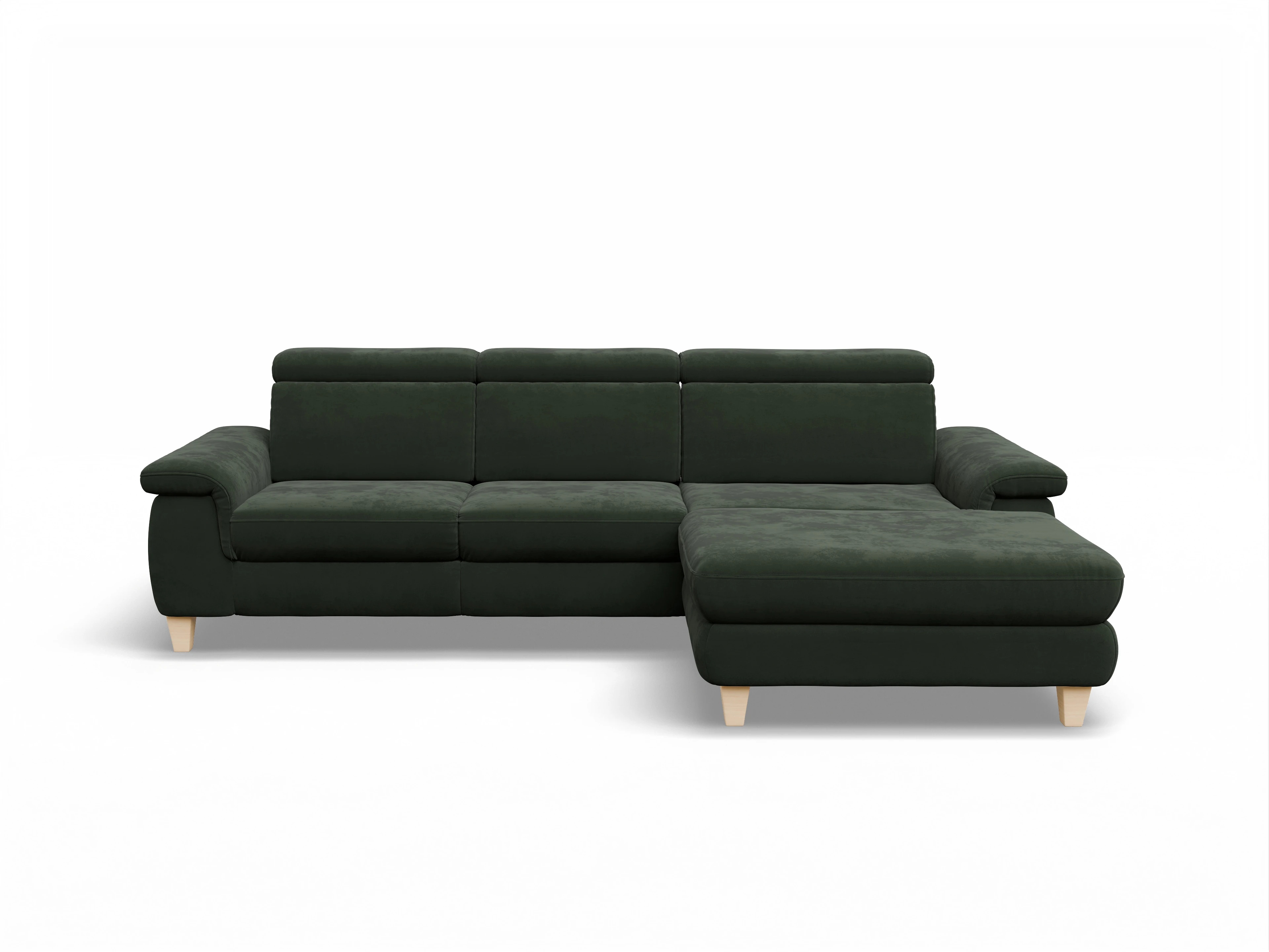 Ansicht des Produktes München Ecksofa rechts Abschluss offen in Stoff Grün