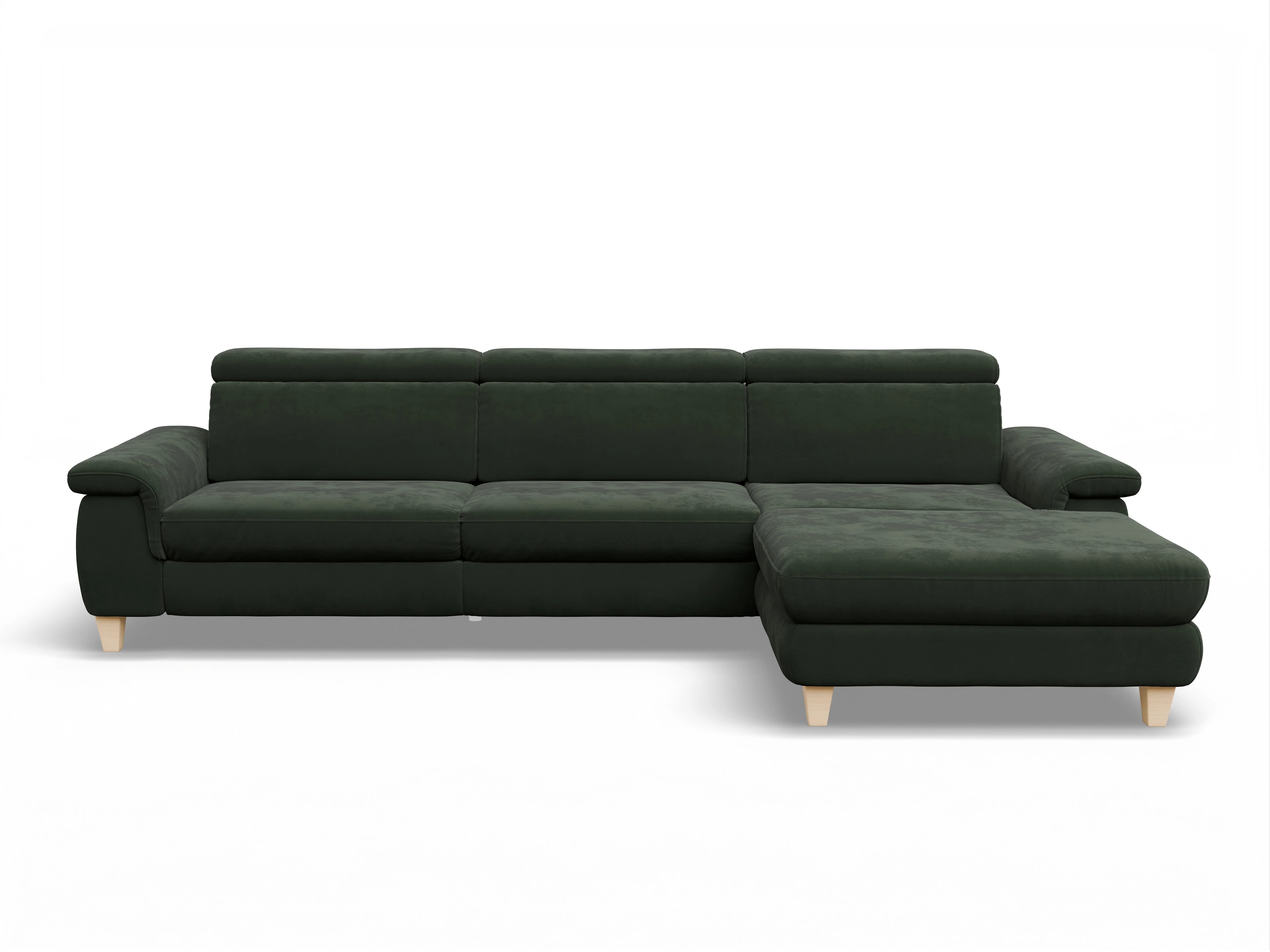 Ansicht des Produktes München Ecksofa rechts Abschluss offen in Stoff Grün