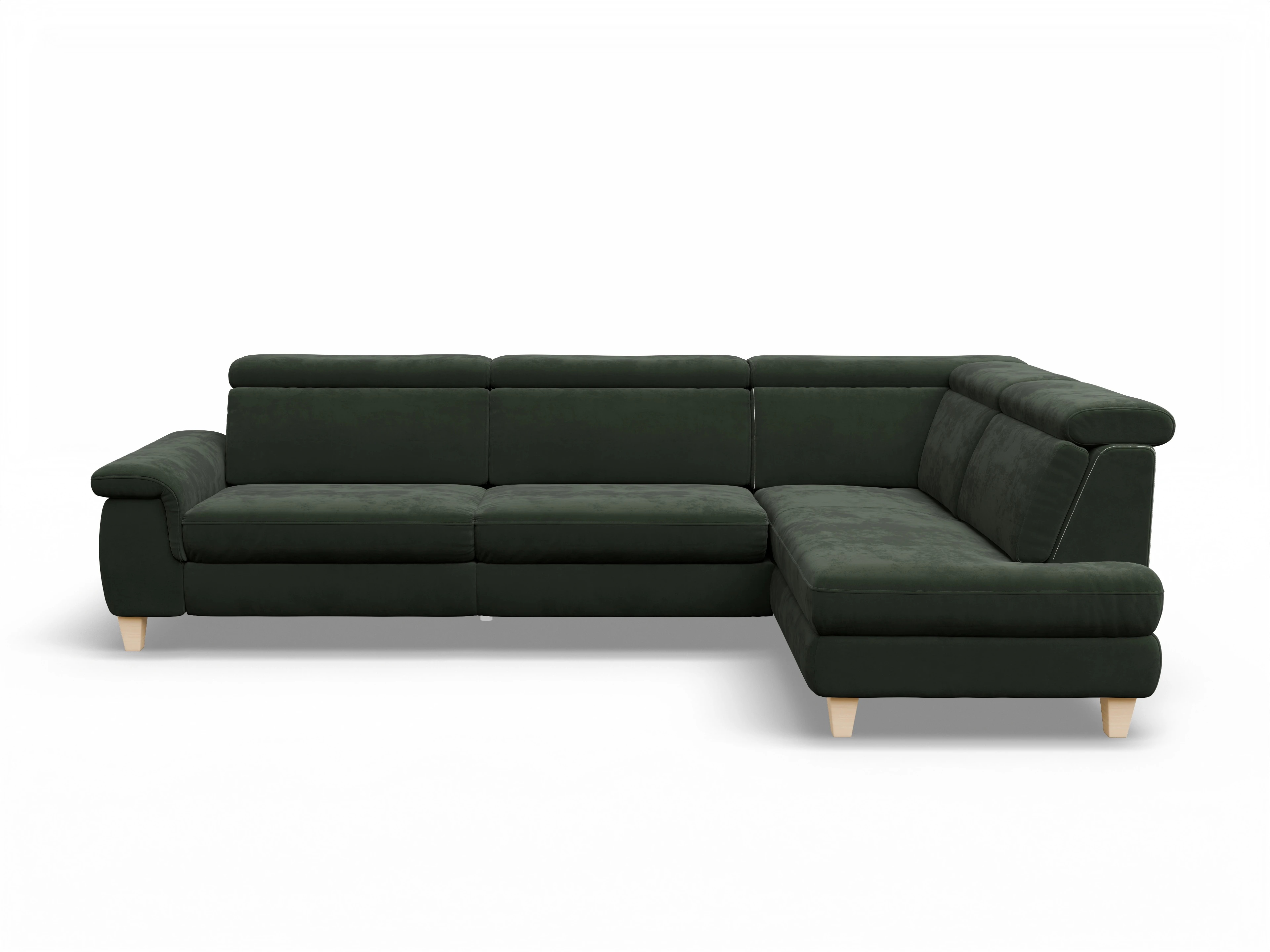 Ansicht des Produktes München Ecksofa rechts Abschluss offen in Stoff Grün