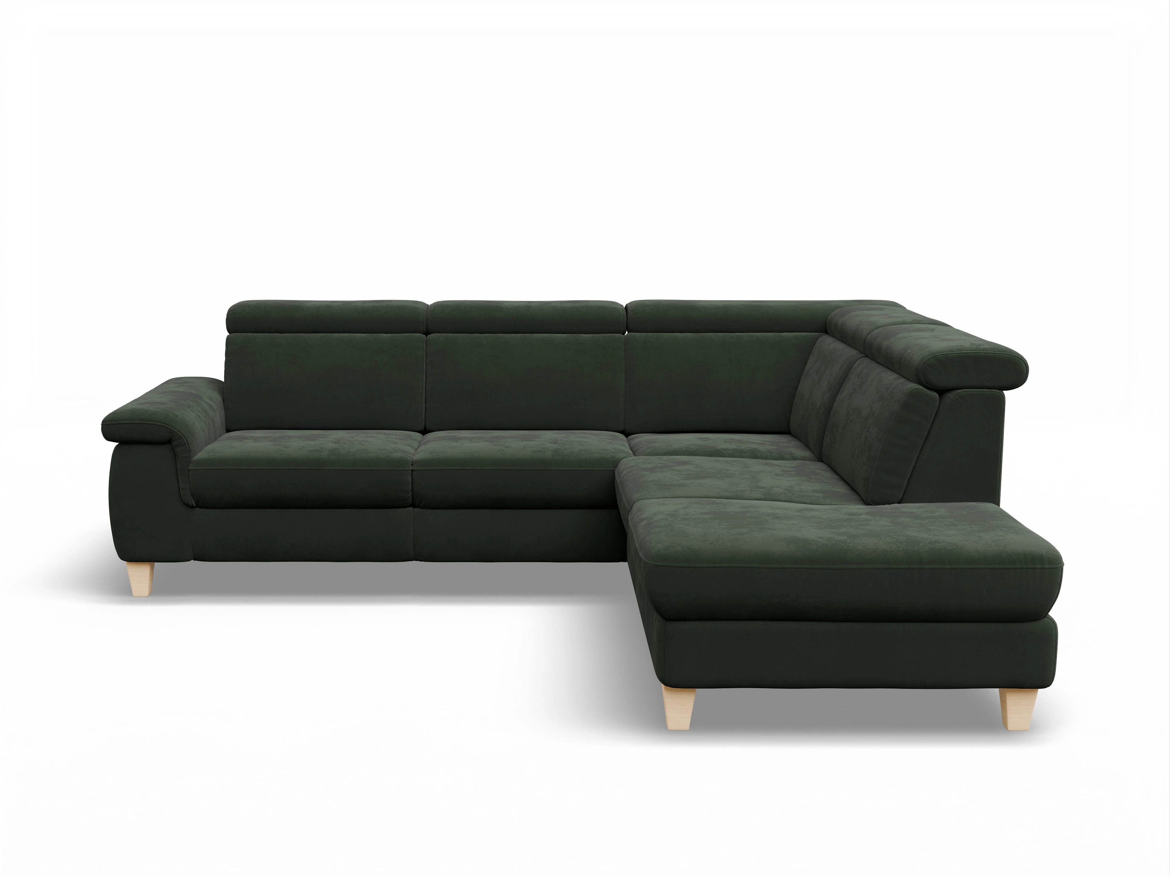 Ansicht des Produktes München Ecksofa rechts Abschluss offen in Stoff Grün
