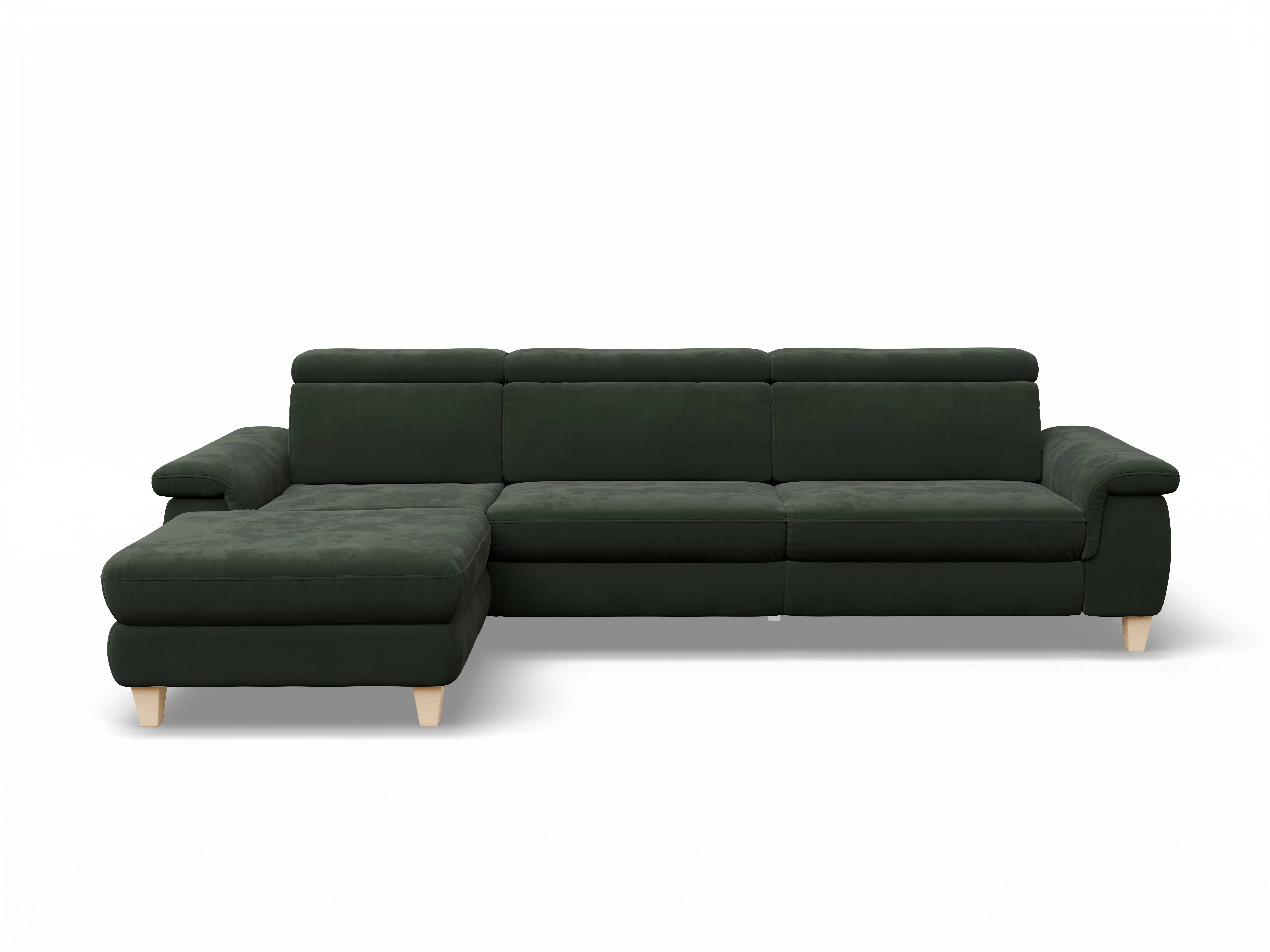Ansicht des Produktes München Ecksofa links Abschluss offen in Stoff Grün