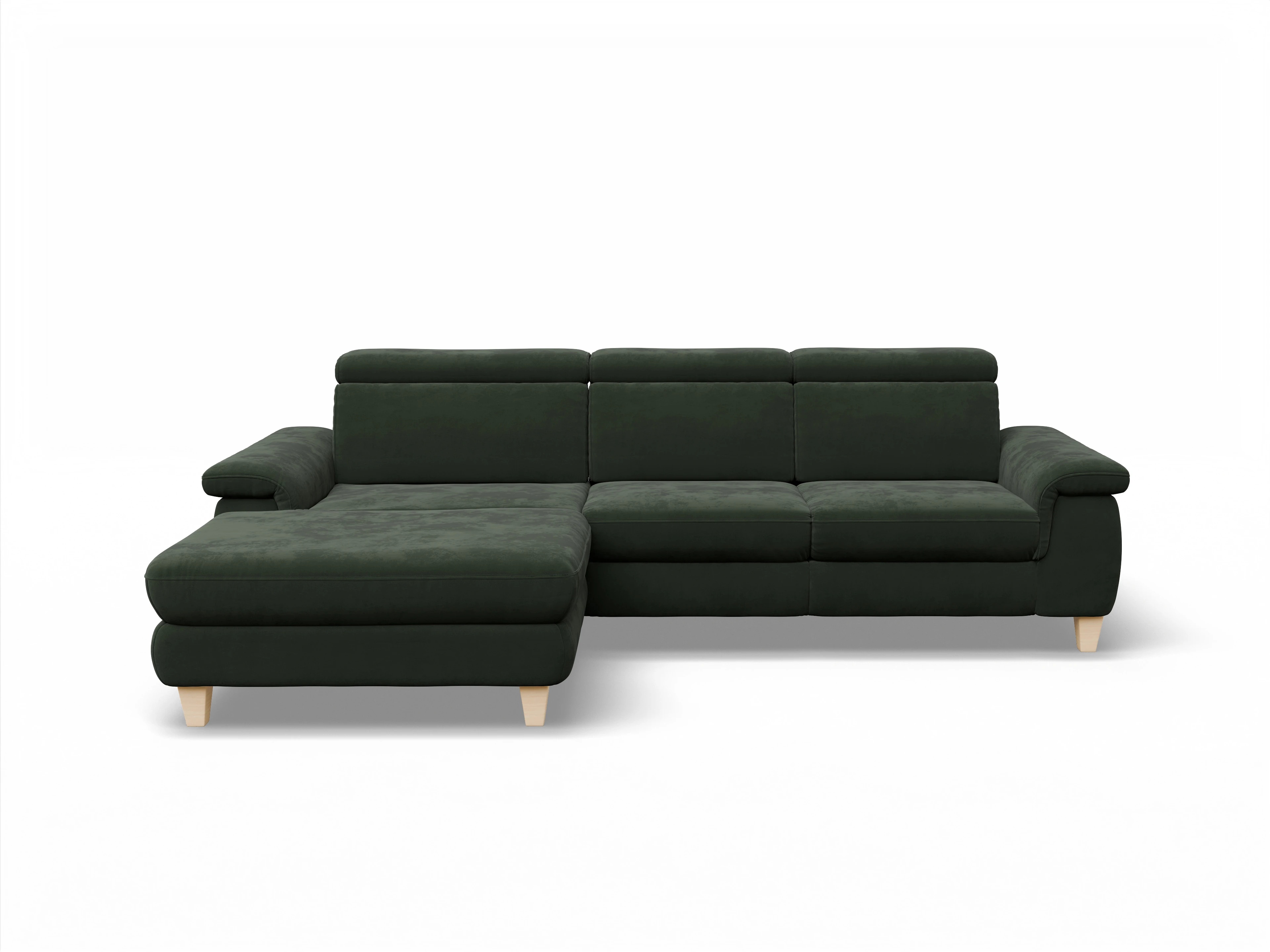Ansicht des Produktes München Ecksofa links Abschluss offen in Stoff Grün