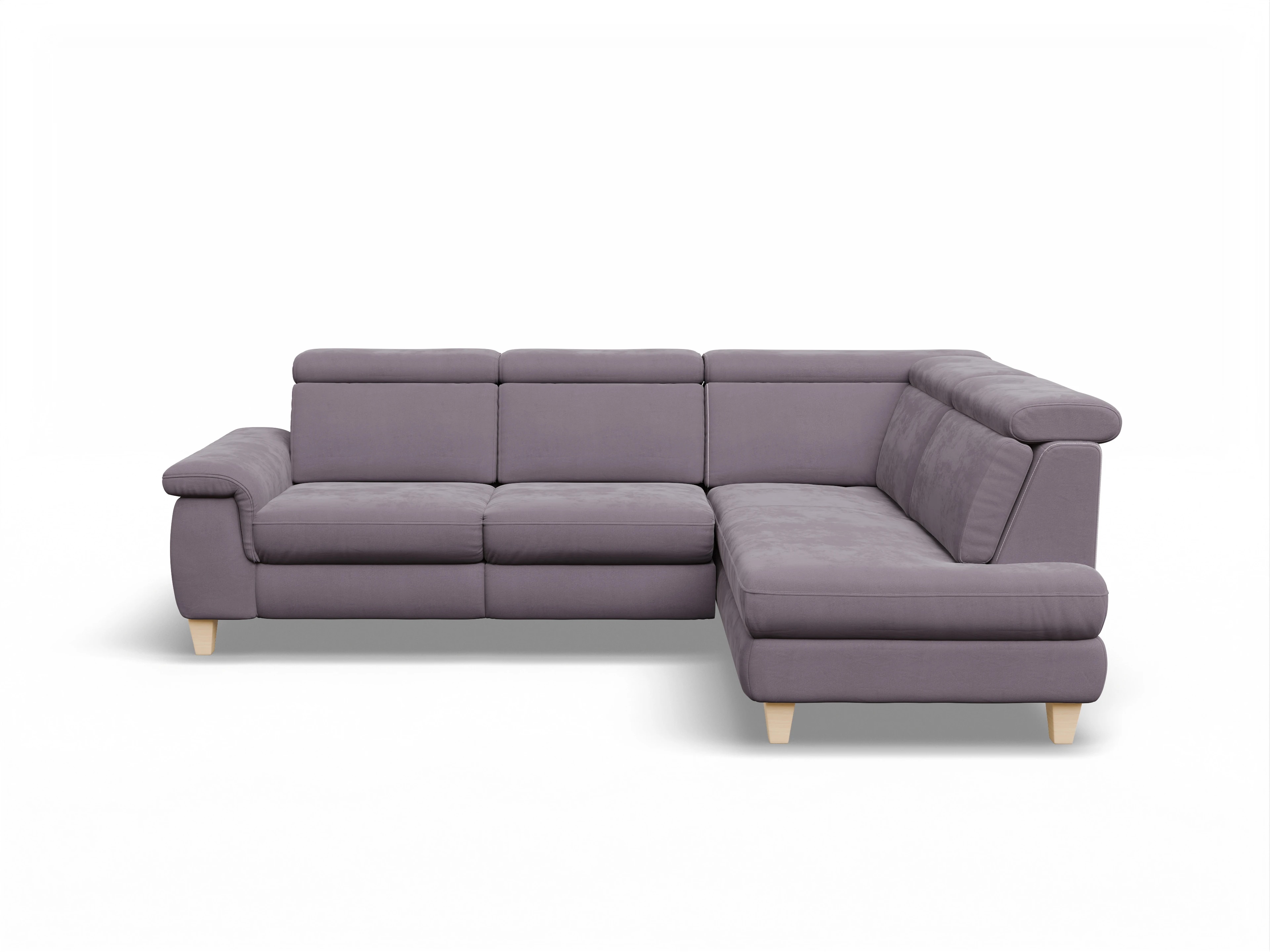 Ansicht des Produktes München Ecksofa rechts Abschluss offen in Stoff Lila