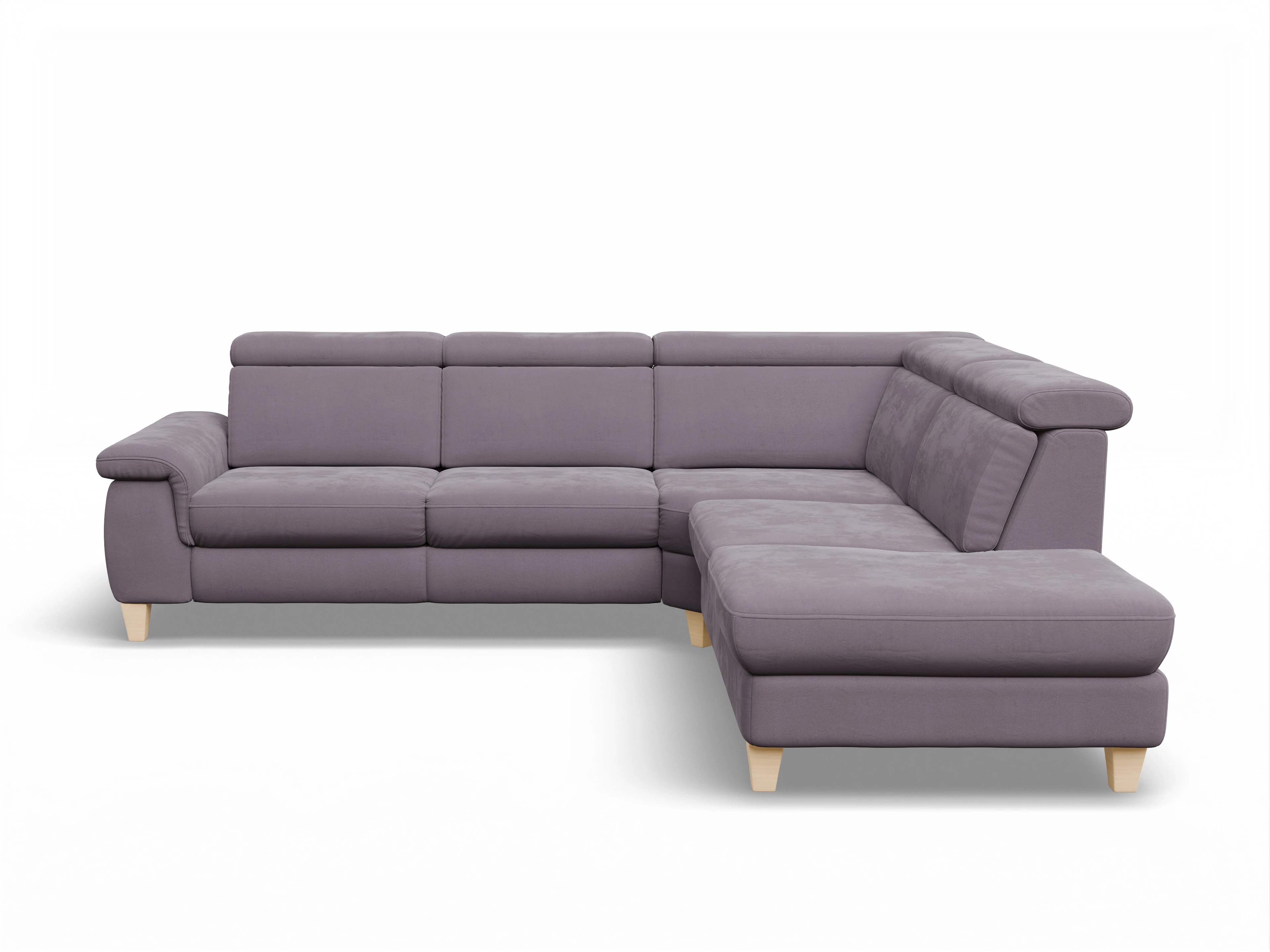 Ansicht des Produktes München Ecksofa rechts Abschluss offen in Stoff Lila