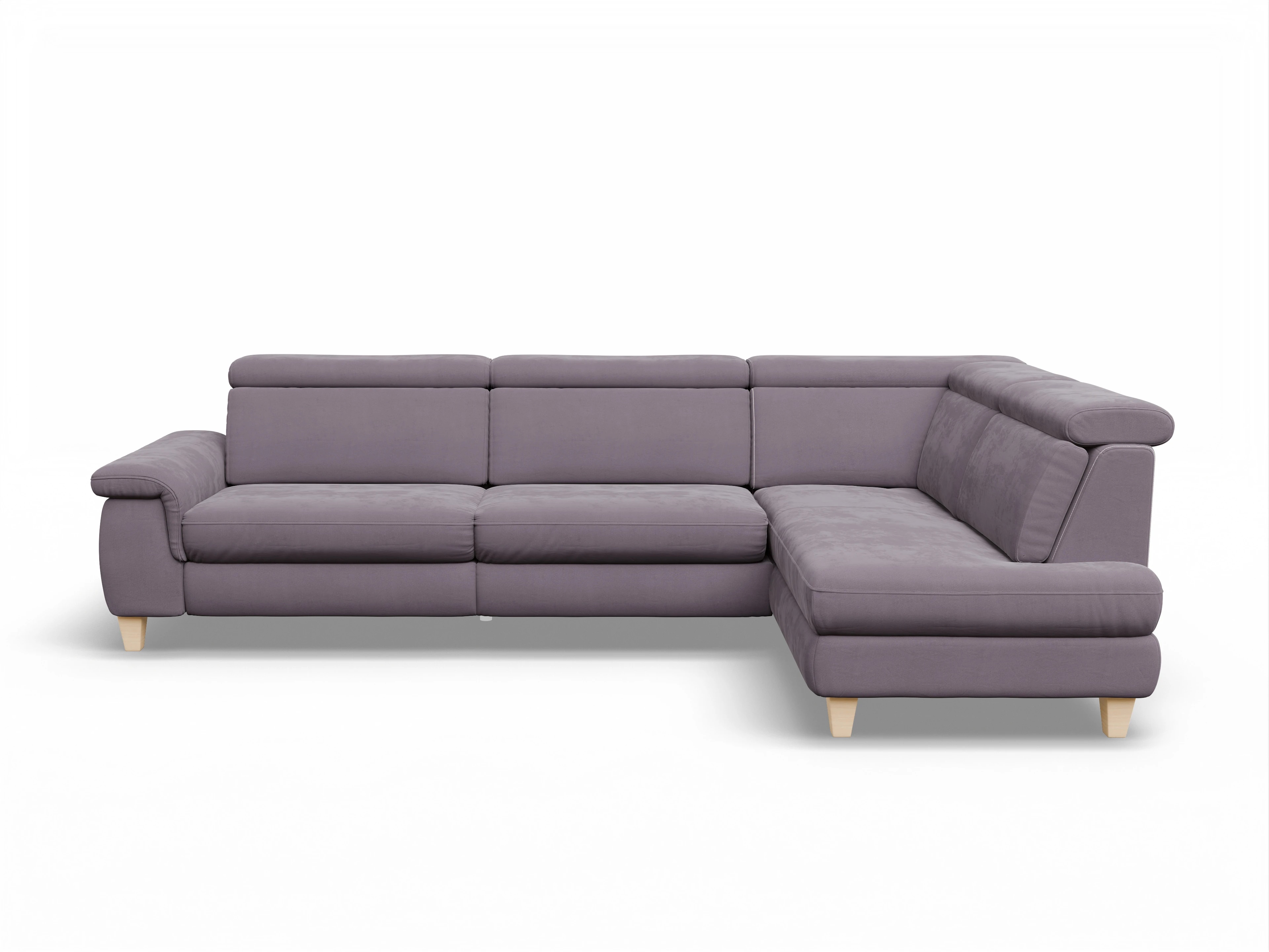 Ansicht des Produktes München Ecksofa rechts Abschluss offen in Stoff Lila