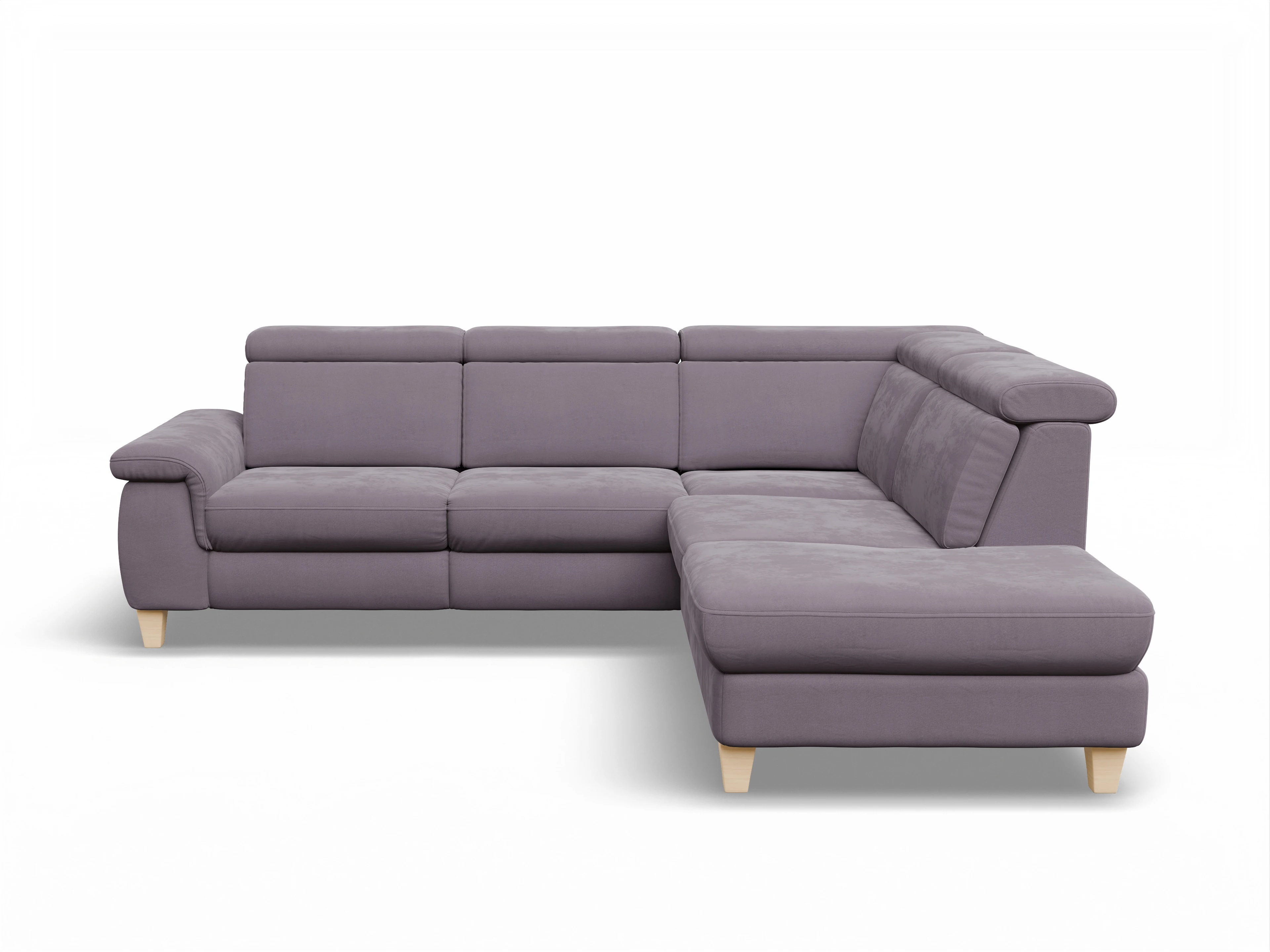 Ansicht des Produktes München Ecksofa rechts Abschluss offen in Stoff Lila