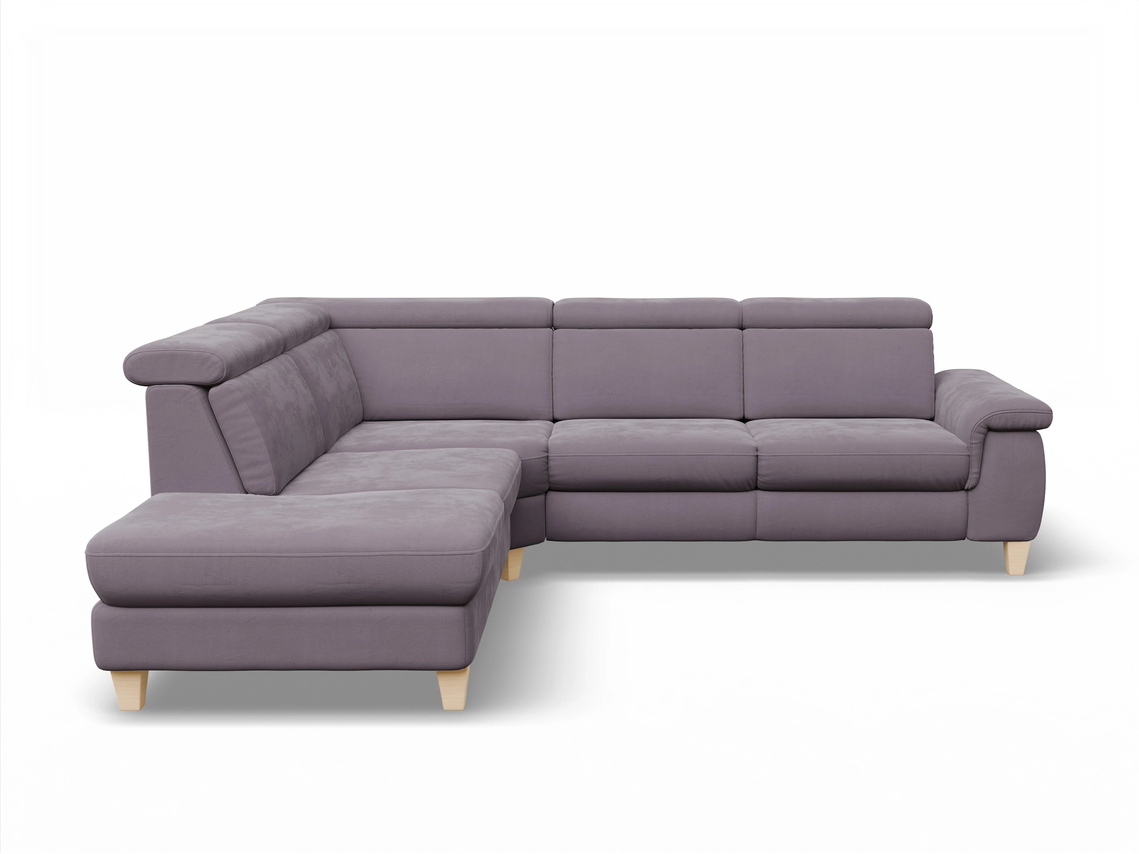 Ansicht des Produktes München Ecksofa links Abschluss offen in Stoff Lila
