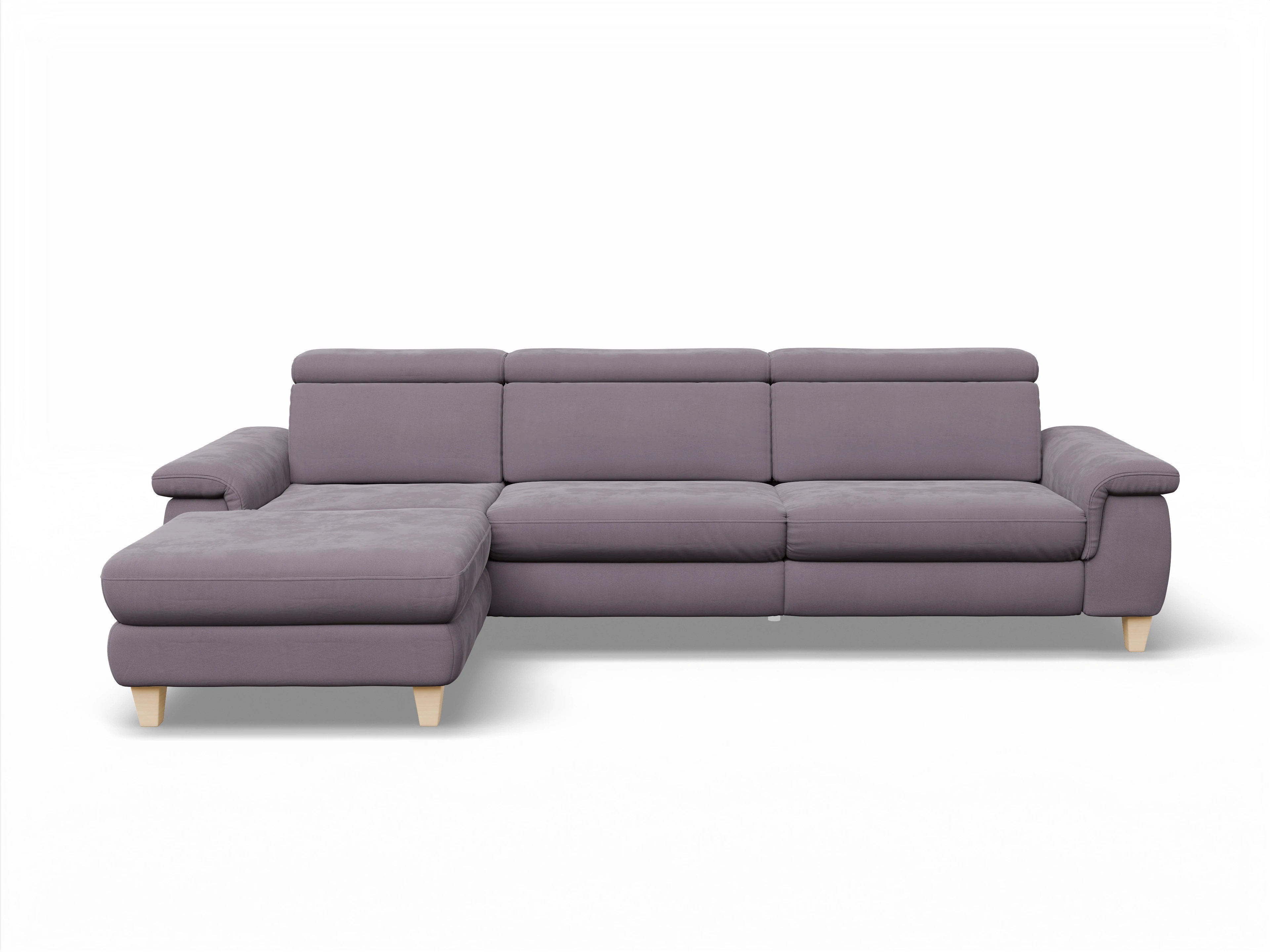 München LO Large L Ansicht des Produktes München Ecksofa links Abschluss offen in Stoff Lila