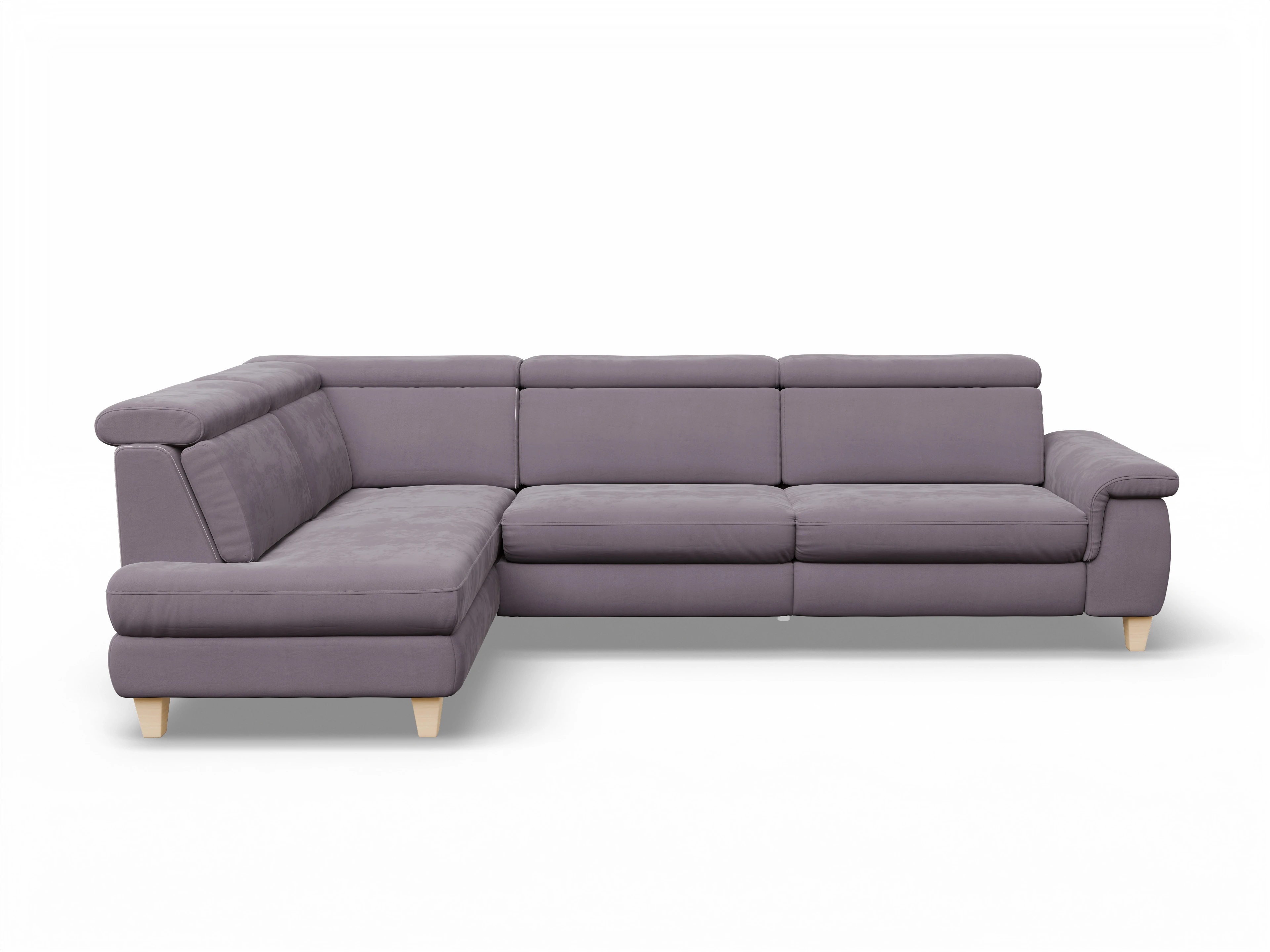 Ansicht des Produktes München Ecksofa links Abschluss offen in Stoff Lila
