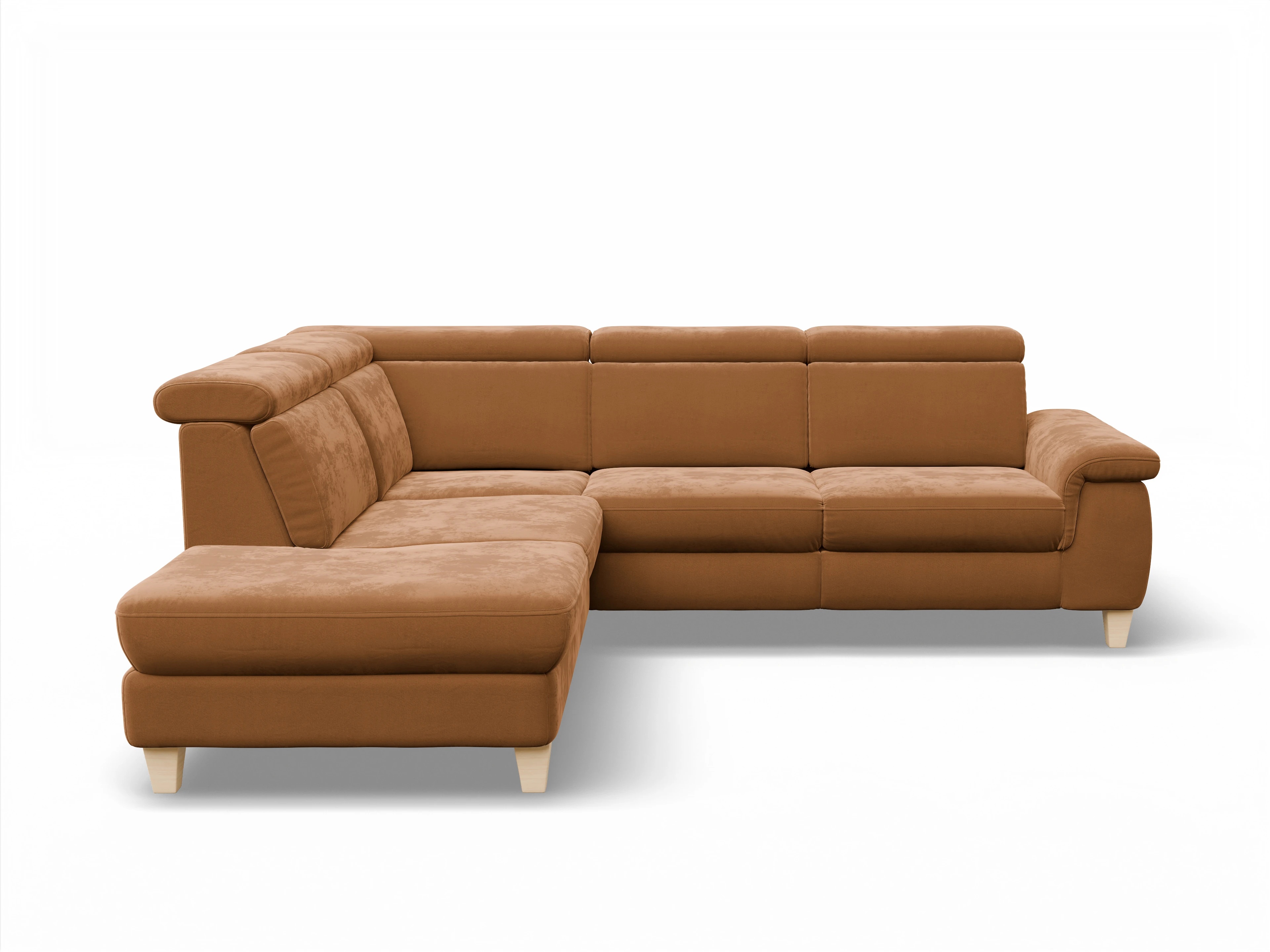 Ansicht des Produktes München Ecksofa links mit Armlehne in Stoff Gelb