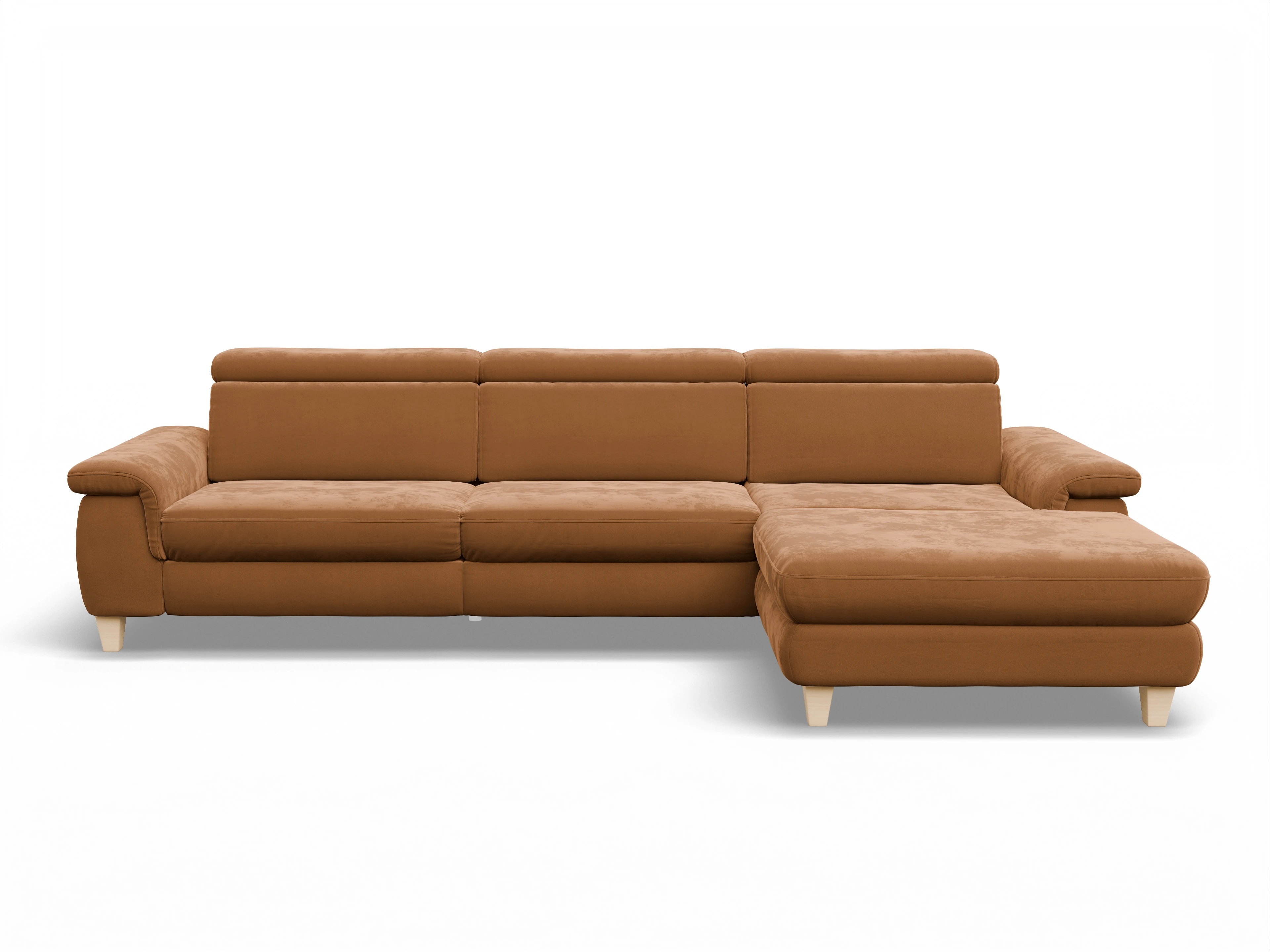 Ansicht des Produktes München Ecksofa rechts Abschluss offen in Stoff Gelb