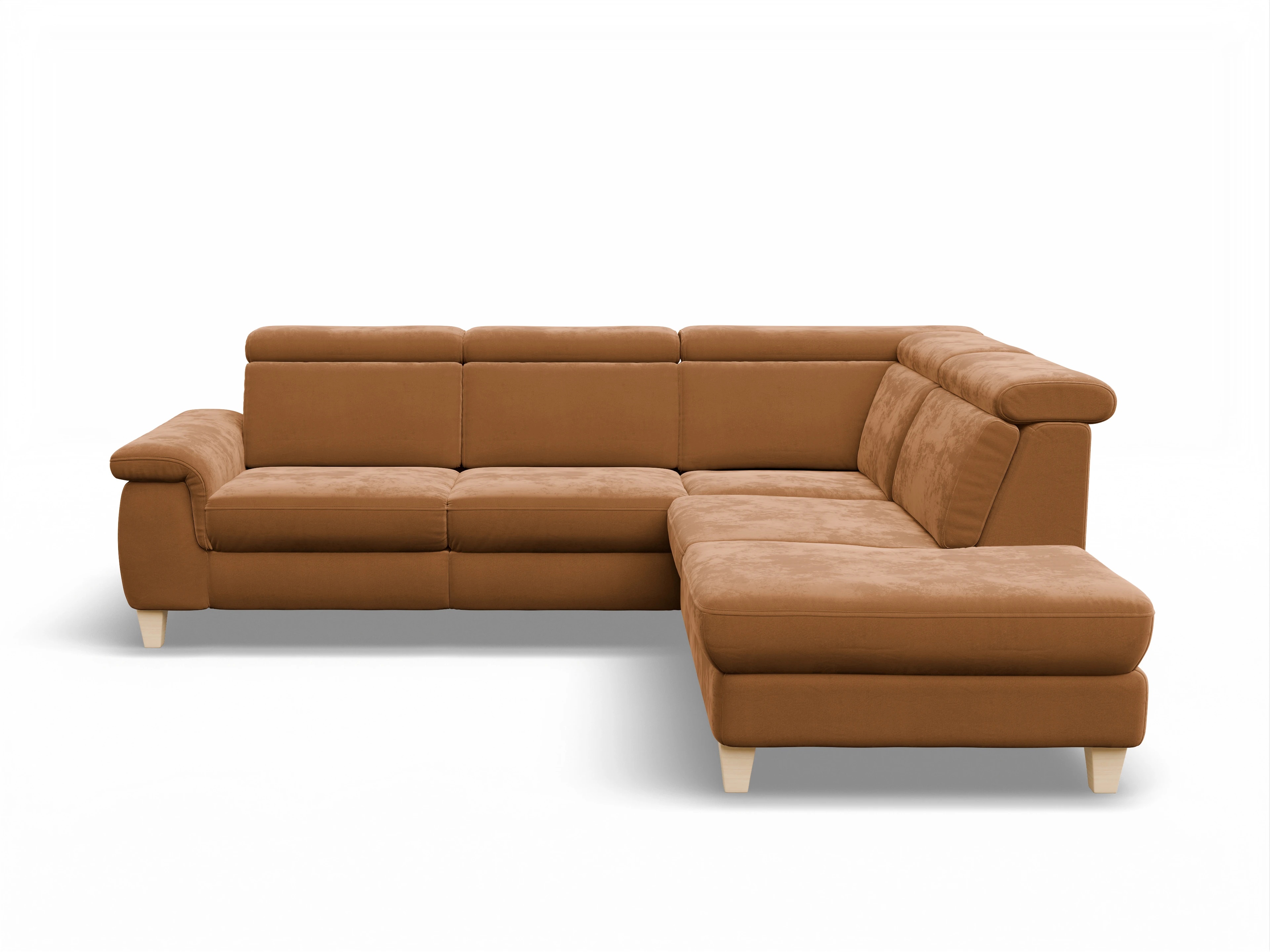 Ansicht des Produktes München Ecksofa rechts Abschluss offen in Stoff Gelb