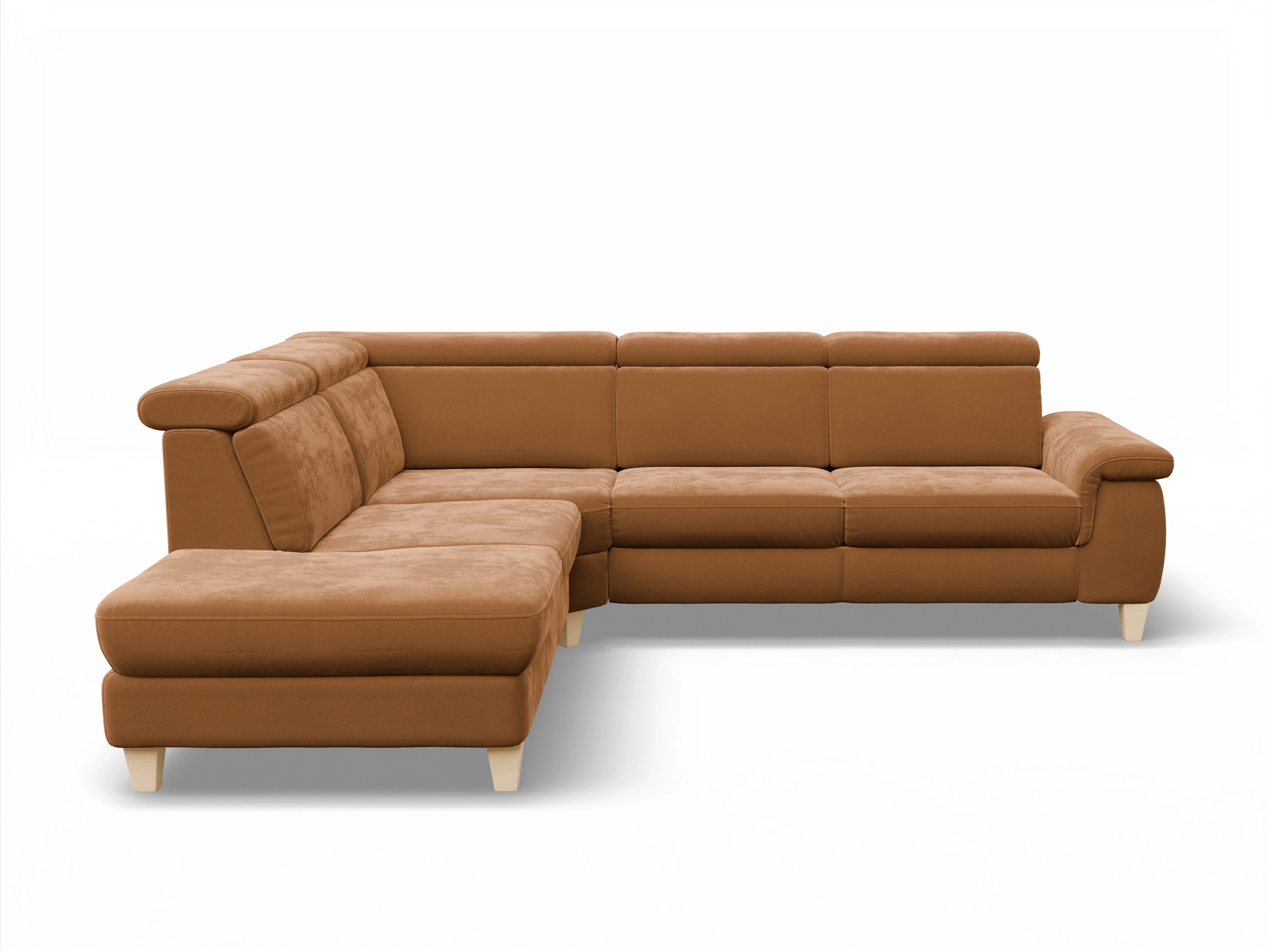 Ansicht des Produktes München Ecksofa links Abschluss offen in Stoff Gelb