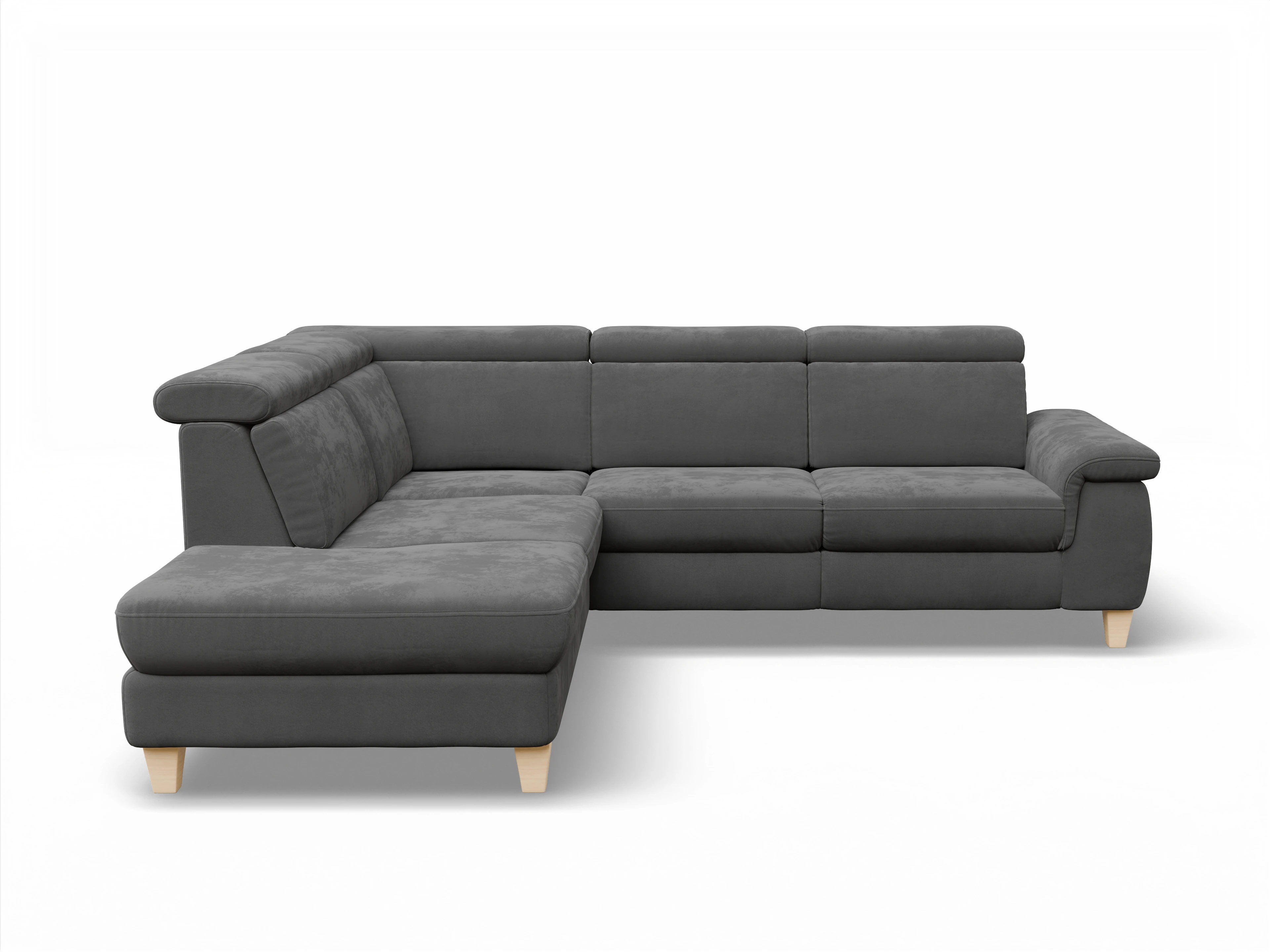 Ansicht des Produktes München Ecksofa links mit Armlehne in Stoff Grau