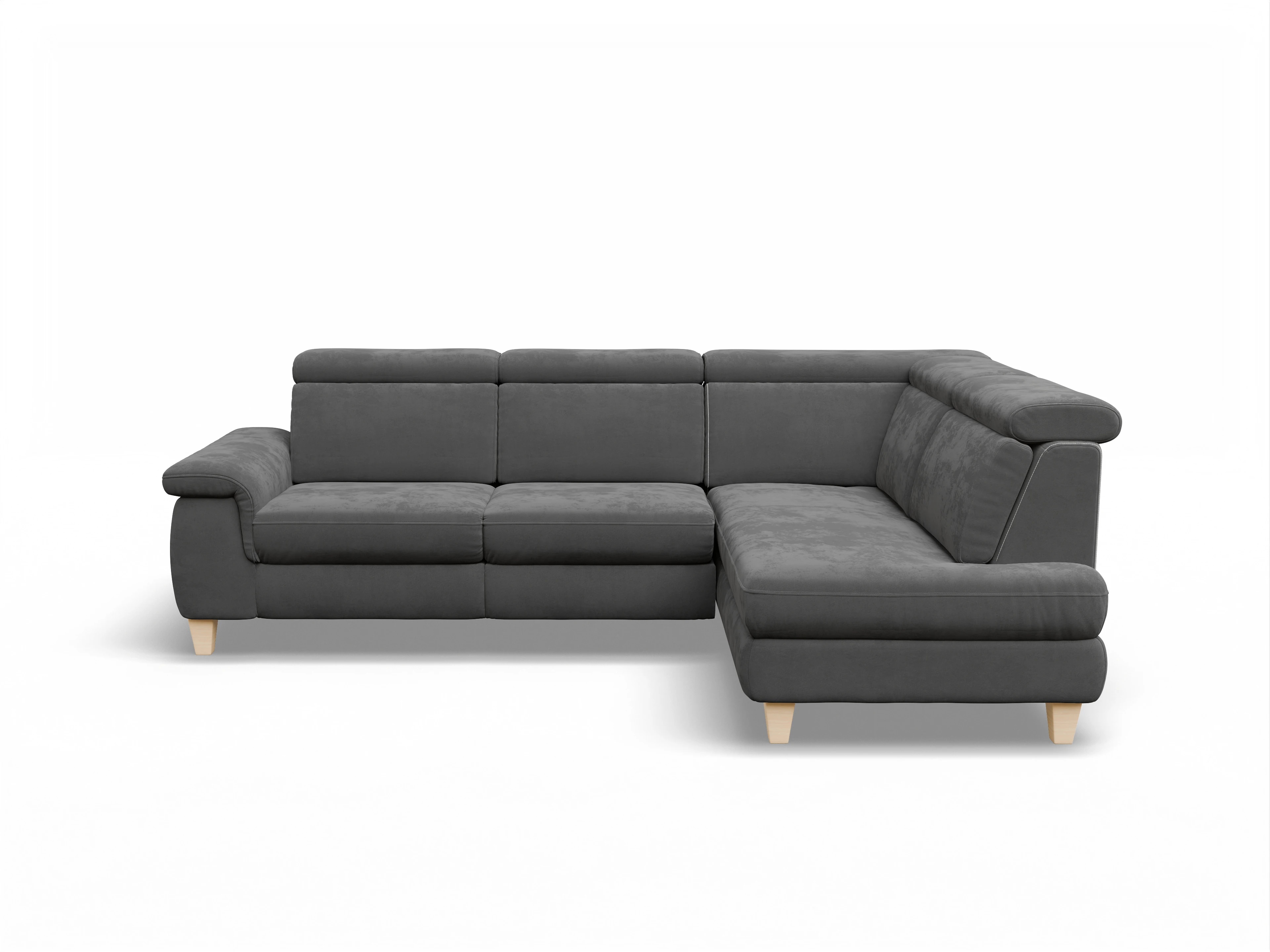 München KO Medium R Ansicht des Produktes München Ecksofa rechts Abschluss offen in Stoff Grau