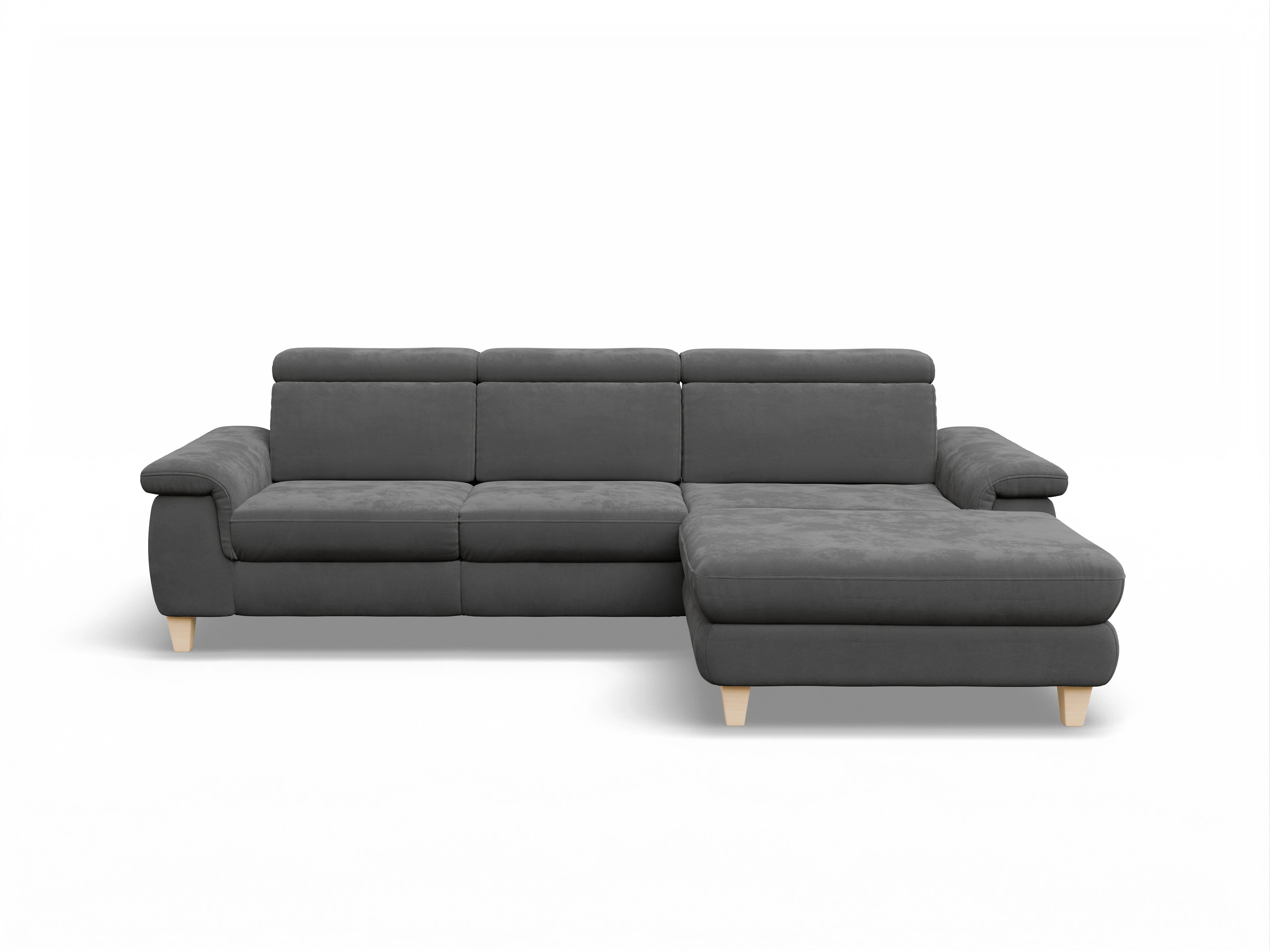 München LOgroß Medium R Ansicht des Produktes München Ecksofa rechts Abschluss offen in Stoff Grau