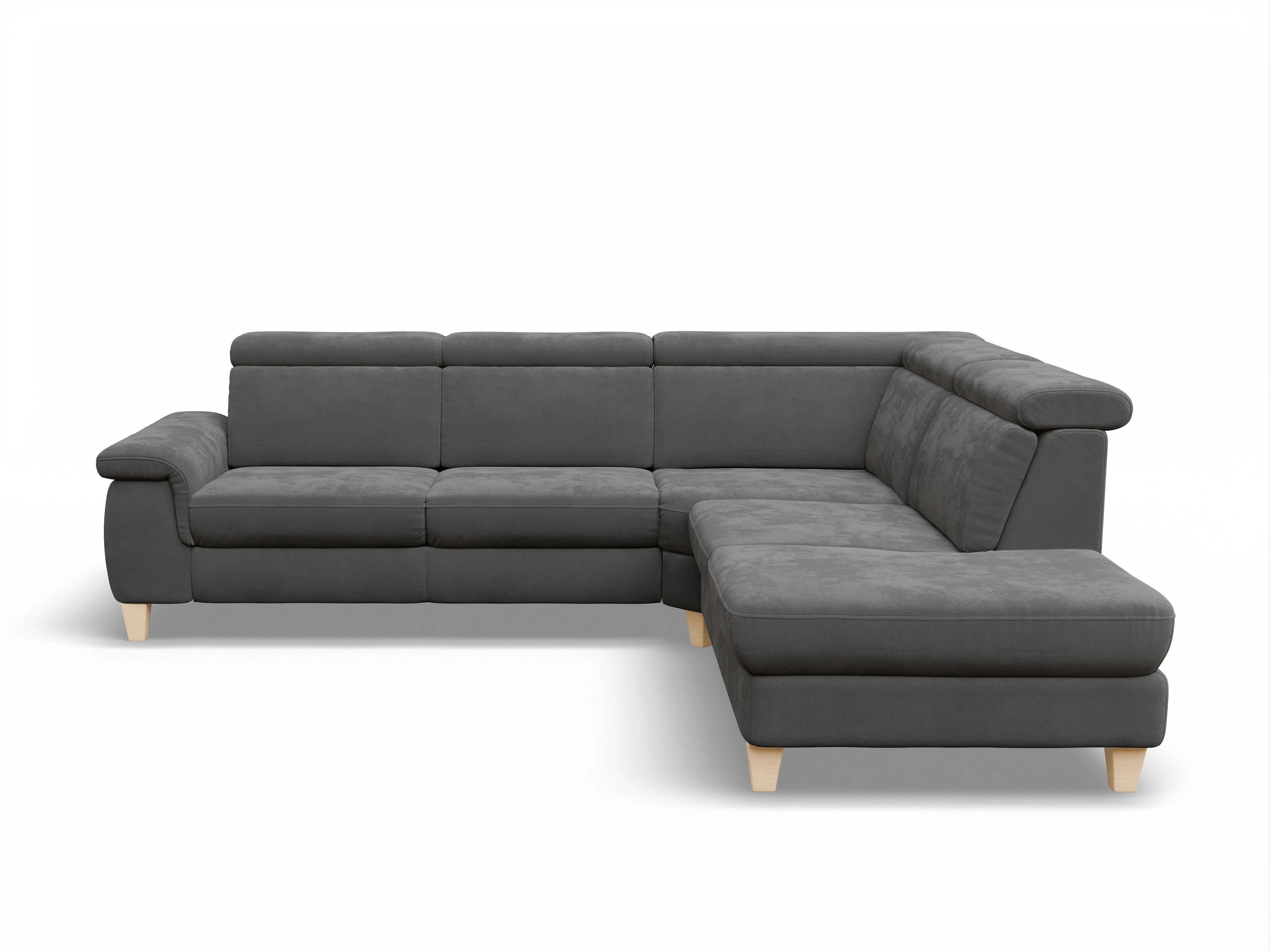 Ansicht des Produktes München Ecksofa rechts Abschluss offen in Stoff Grau