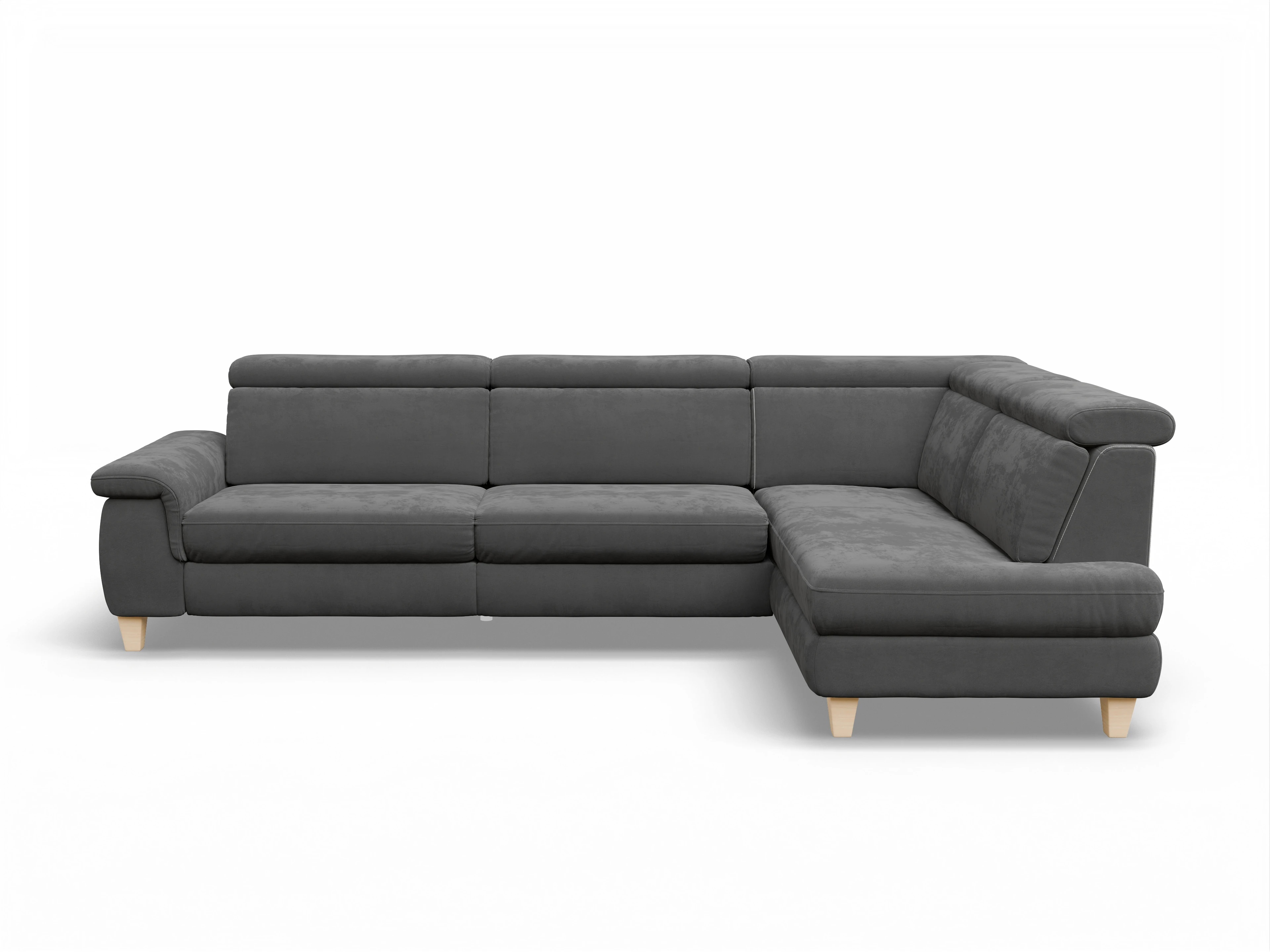Ansicht des Produktes München Ecksofa rechts Abschluss offen in Stoff Grau