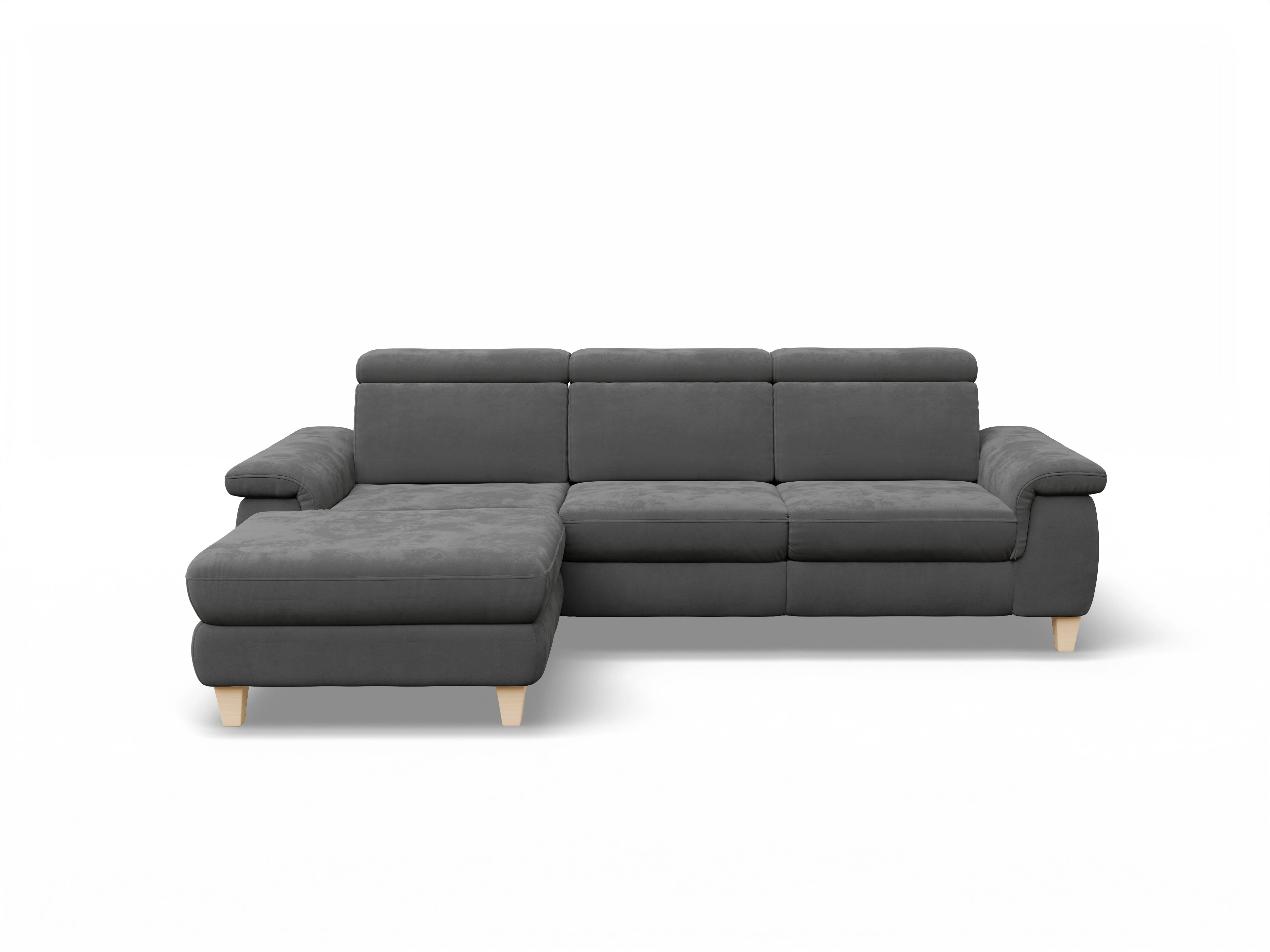 Ansicht des Produktes München Ecksofa links Abschluss offen in Stoff Grau