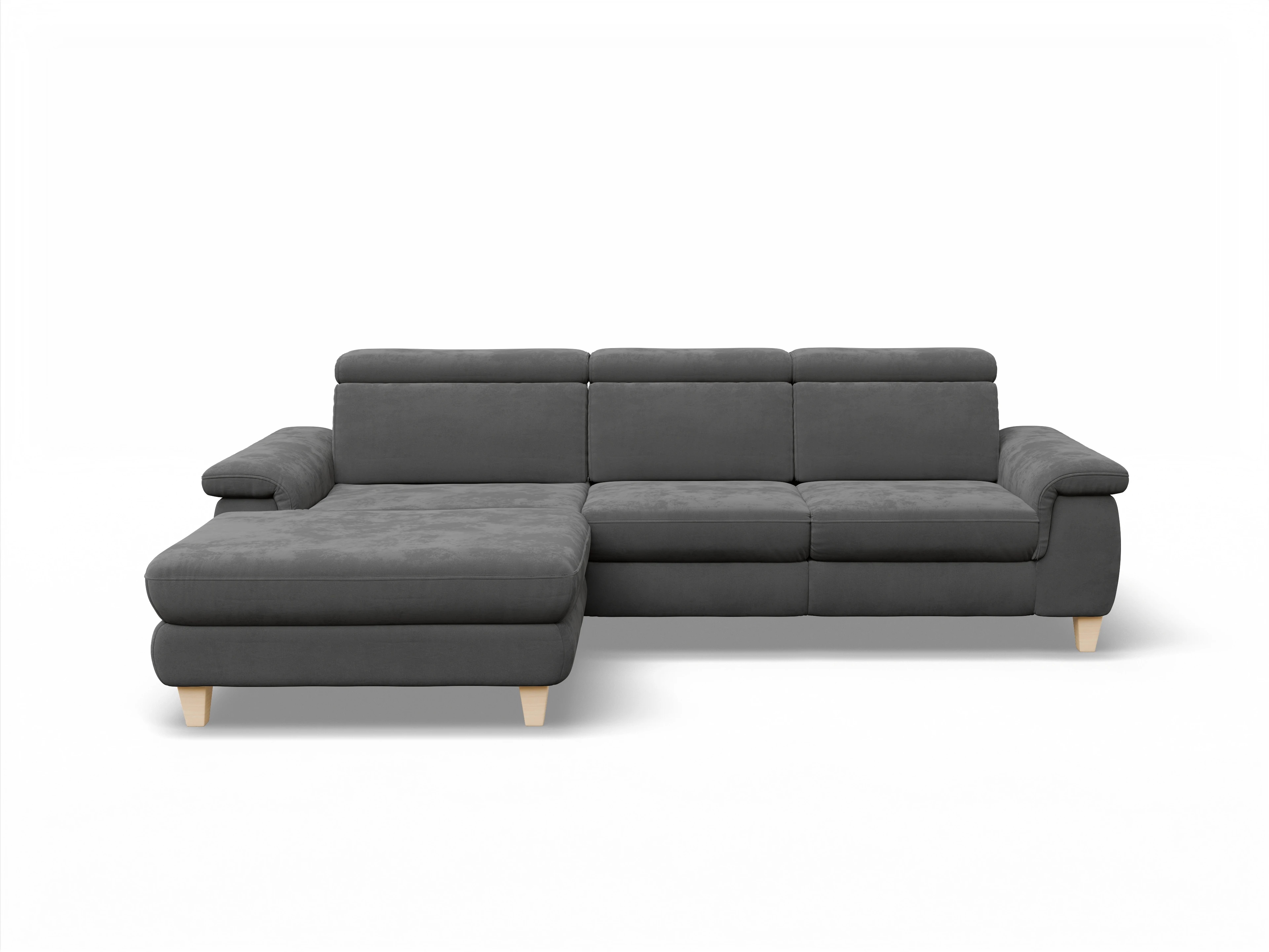Ansicht des Produktes München Ecksofa links Abschluss offen in Stoff Grau