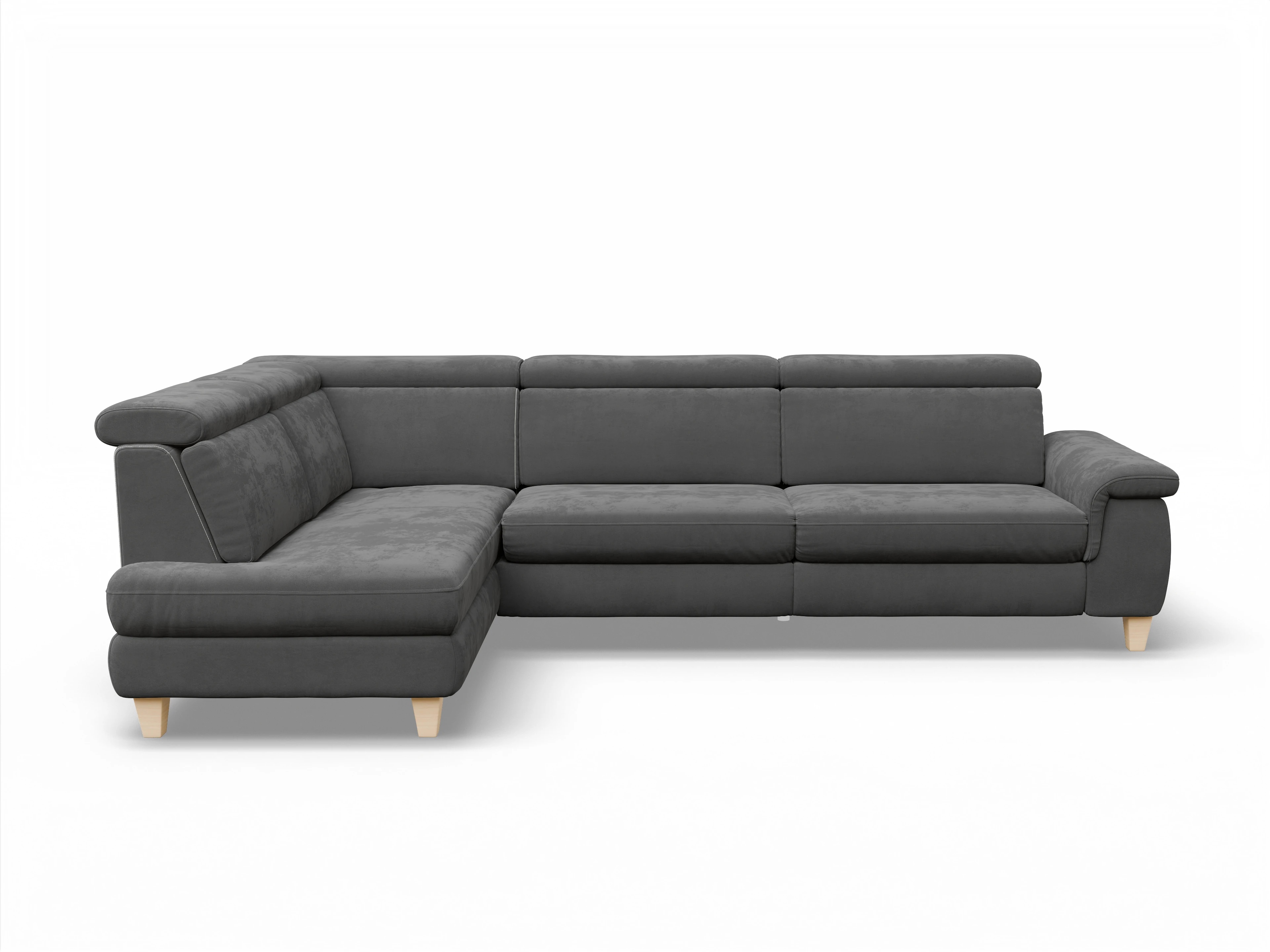 München KO Large L Ansicht des Produktes München Ecksofa links Abschluss offen in Stoff Grau