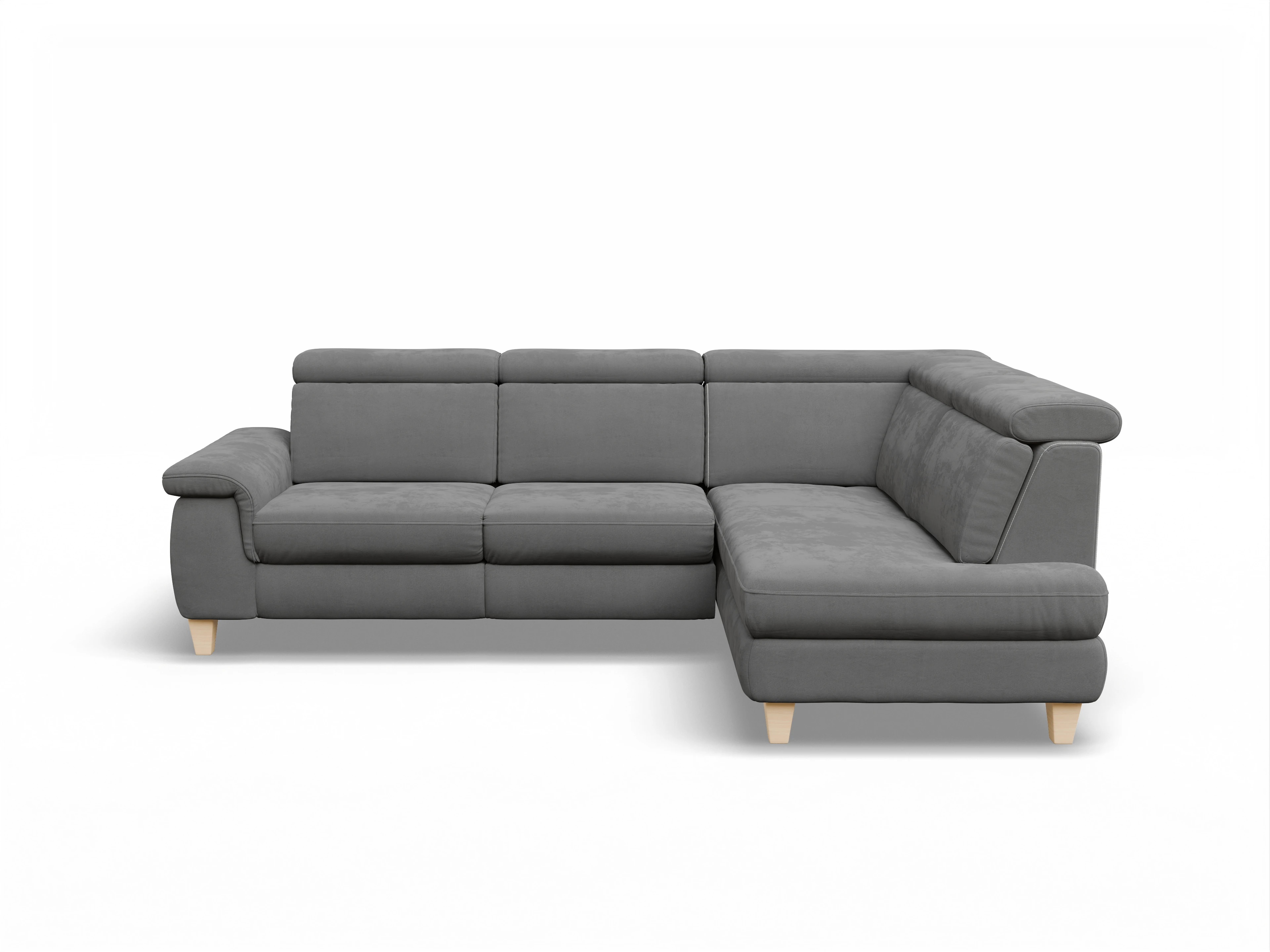Ansicht des Produktes München Ecksofa rechts Abschluss offen in Stoff Grau
