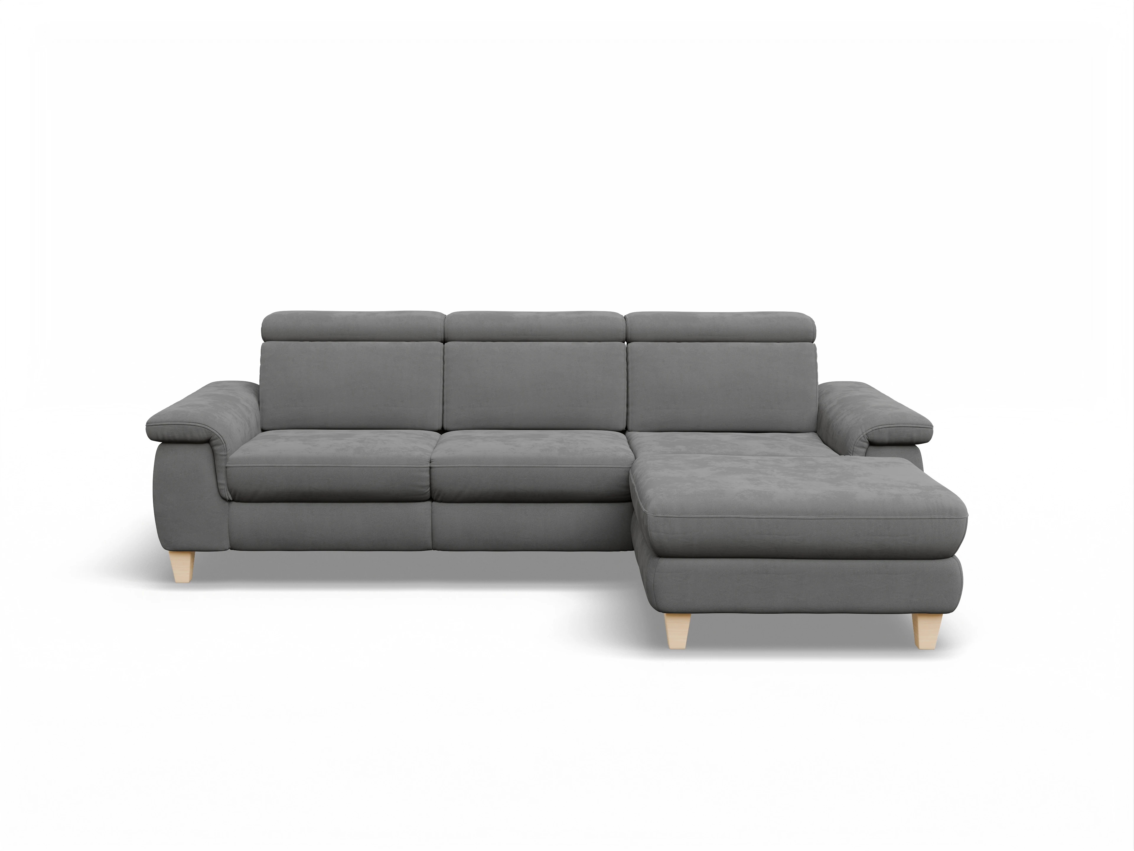 Ansicht des Produktes München Ecksofa rechts Abschluss offen in Stoff Grau