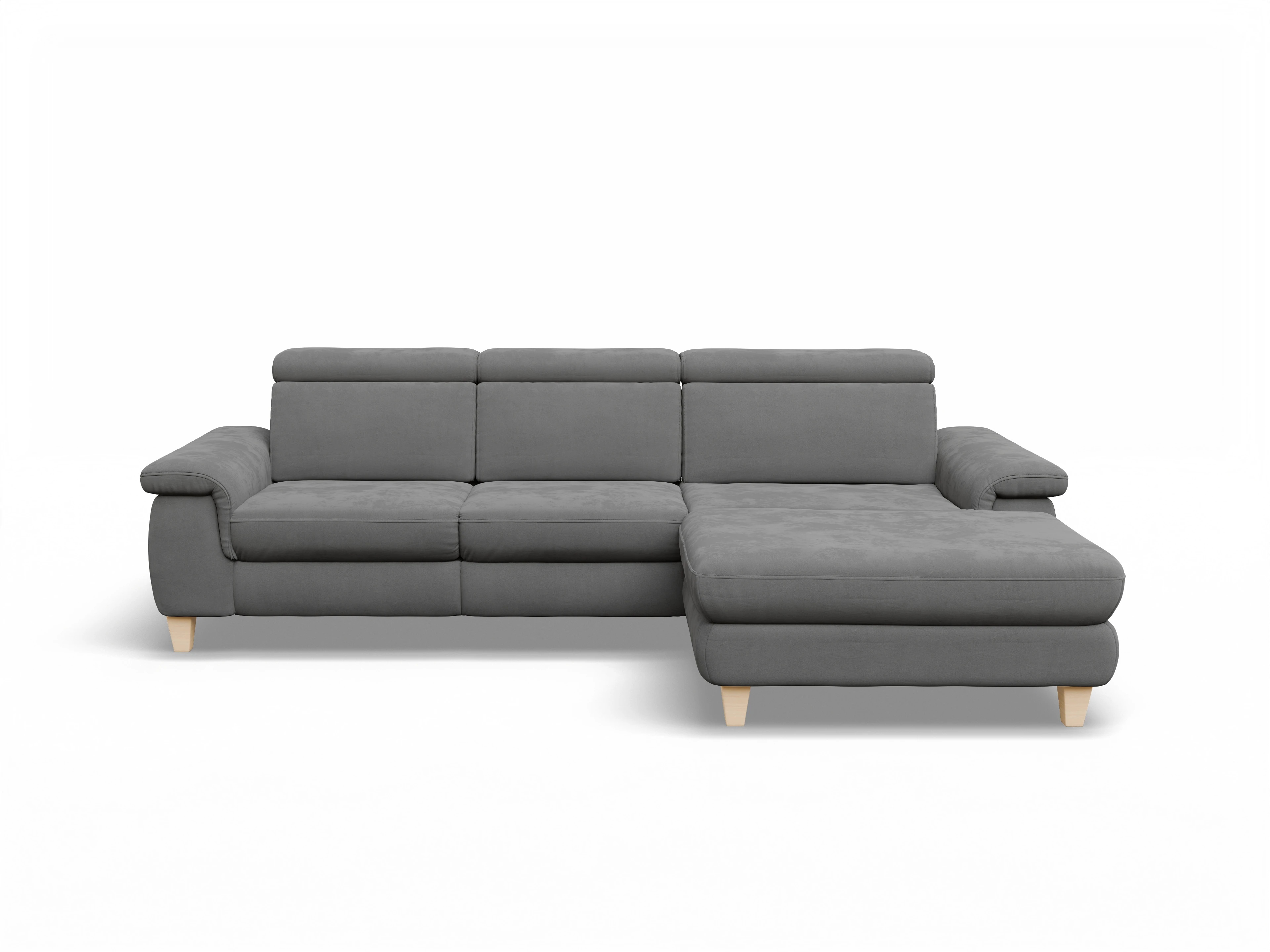 München LOgroß Medium R Ansicht des Produktes München Ecksofa rechts Abschluss offen in Stoff Grau