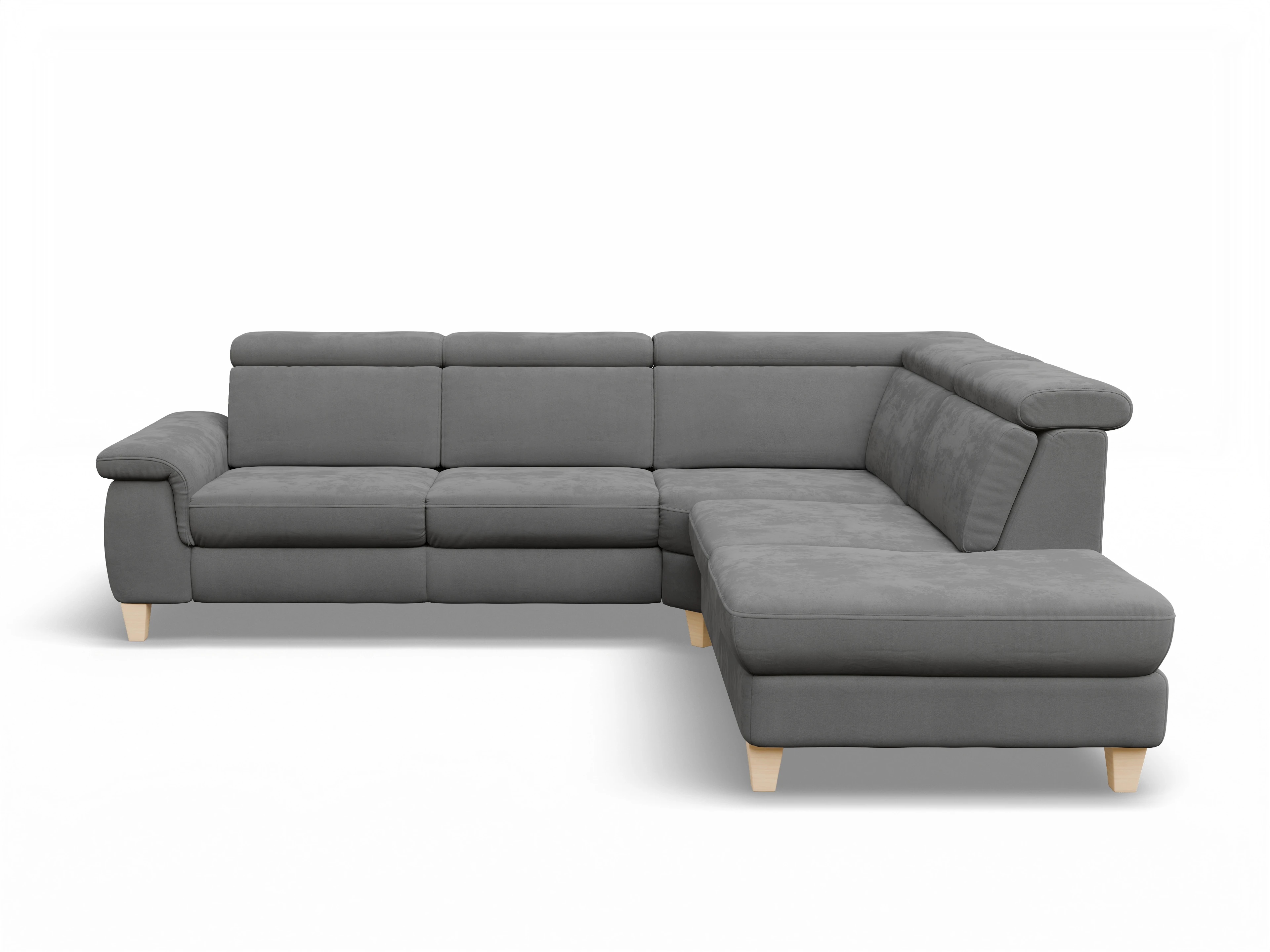 Ansicht des Produktes München Ecksofa rechts Abschluss offen in Stoff Grau