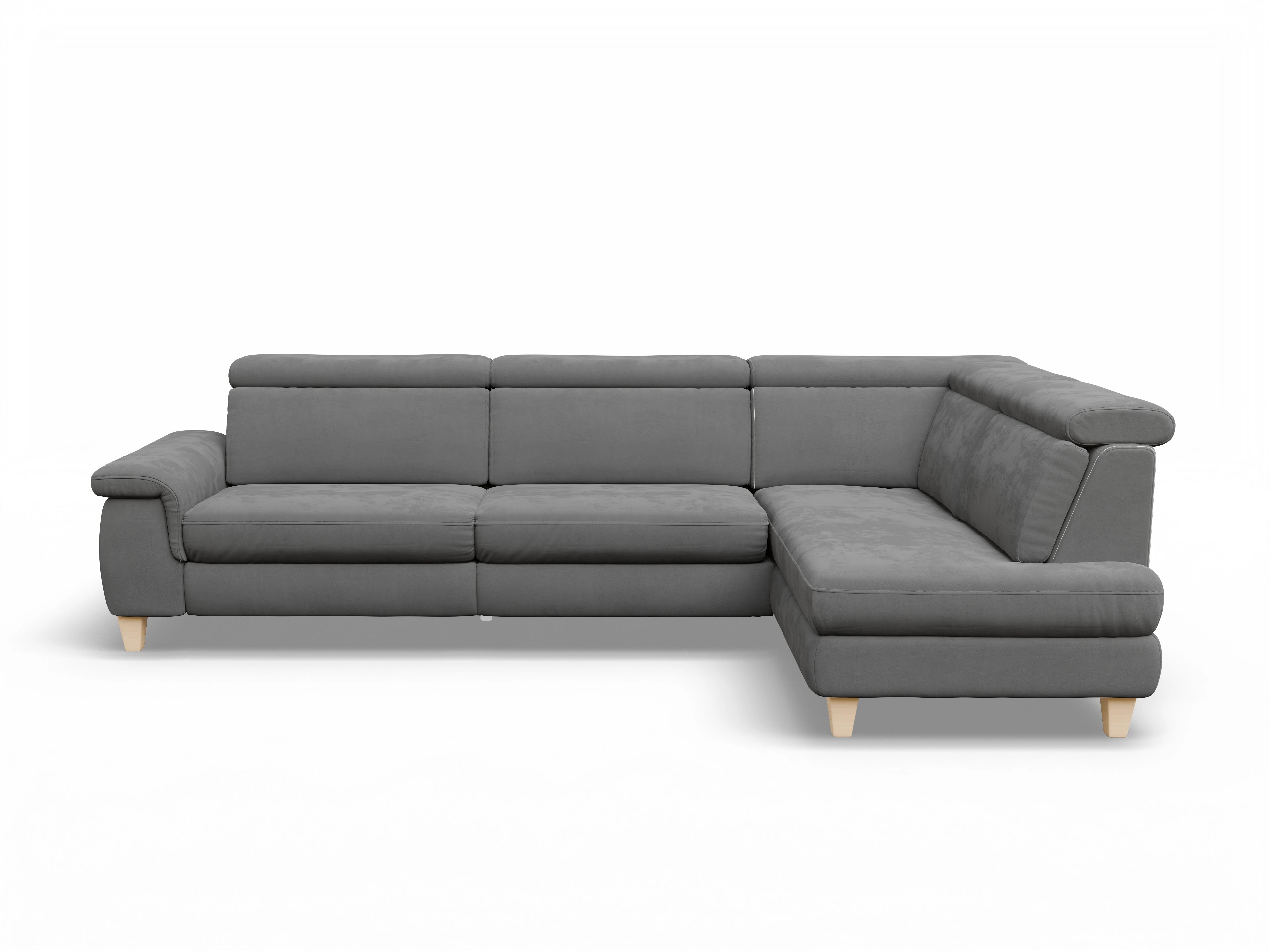 Ansicht des Produktes München Ecksofa rechts Abschluss offen in Stoff Grau