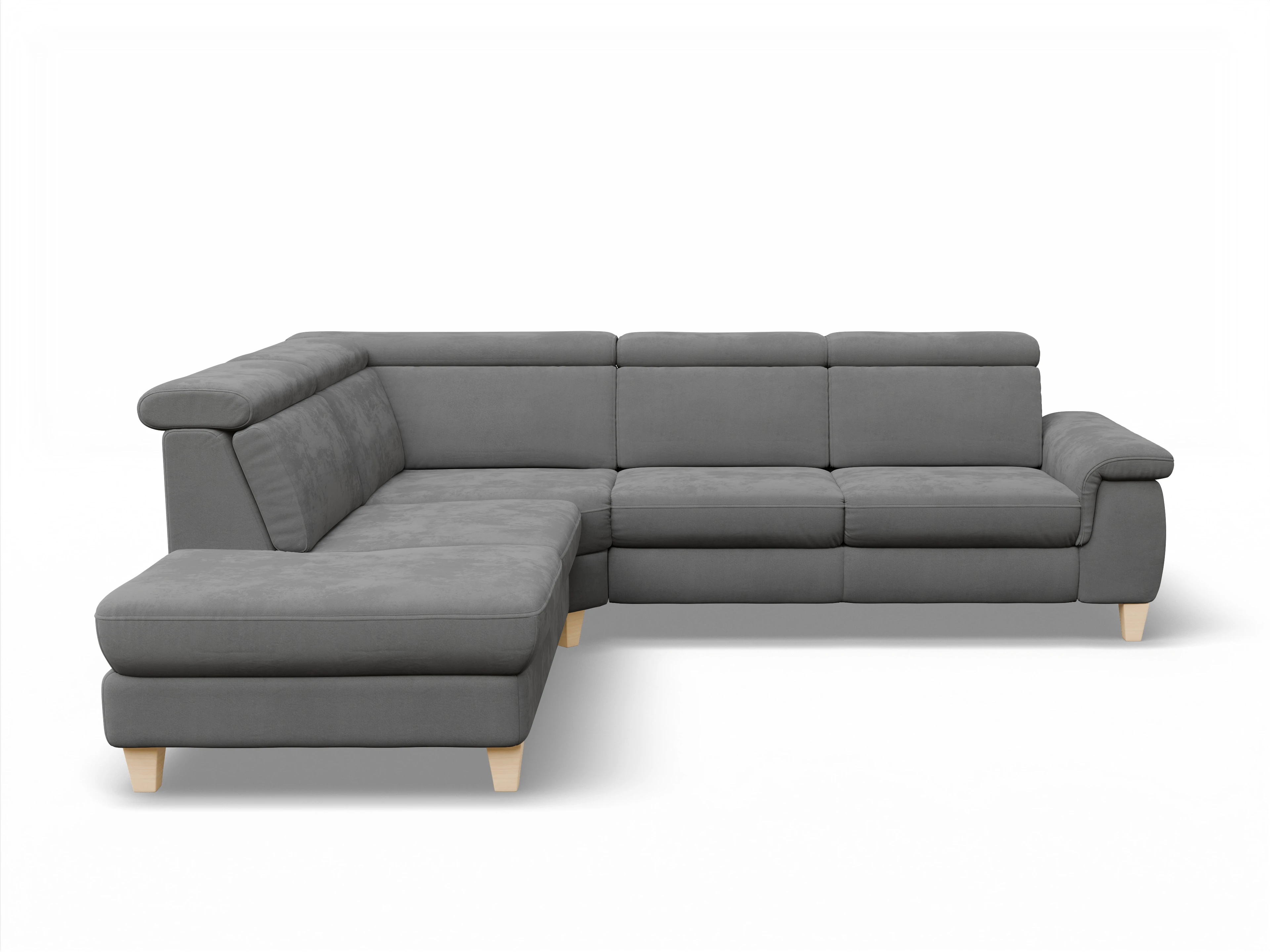 Ansicht des Produktes München Ecksofa links Abschluss offen in Stoff Grau