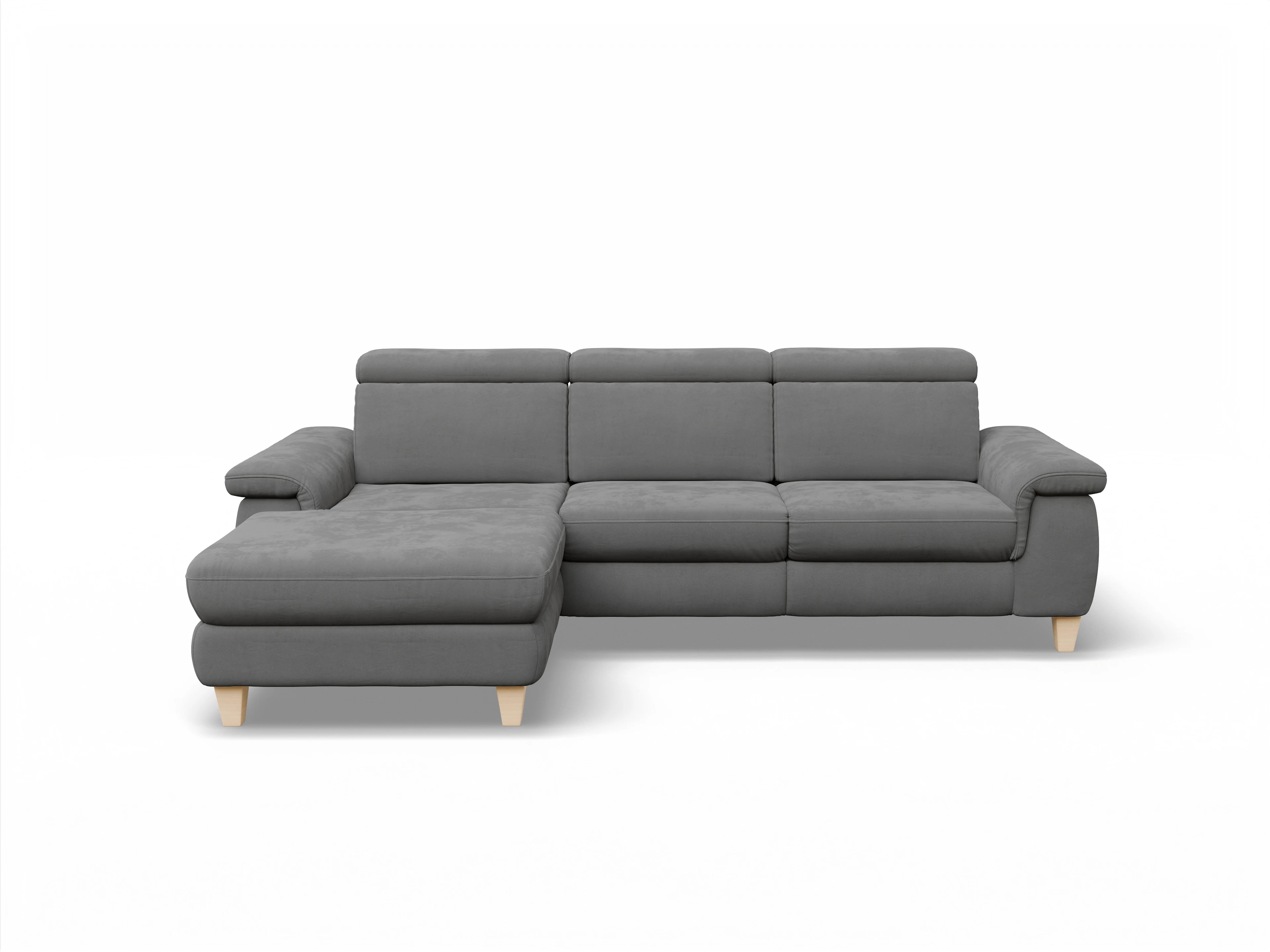 Ansicht des Produktes München Ecksofa links Abschluss offen in Stoff Grau