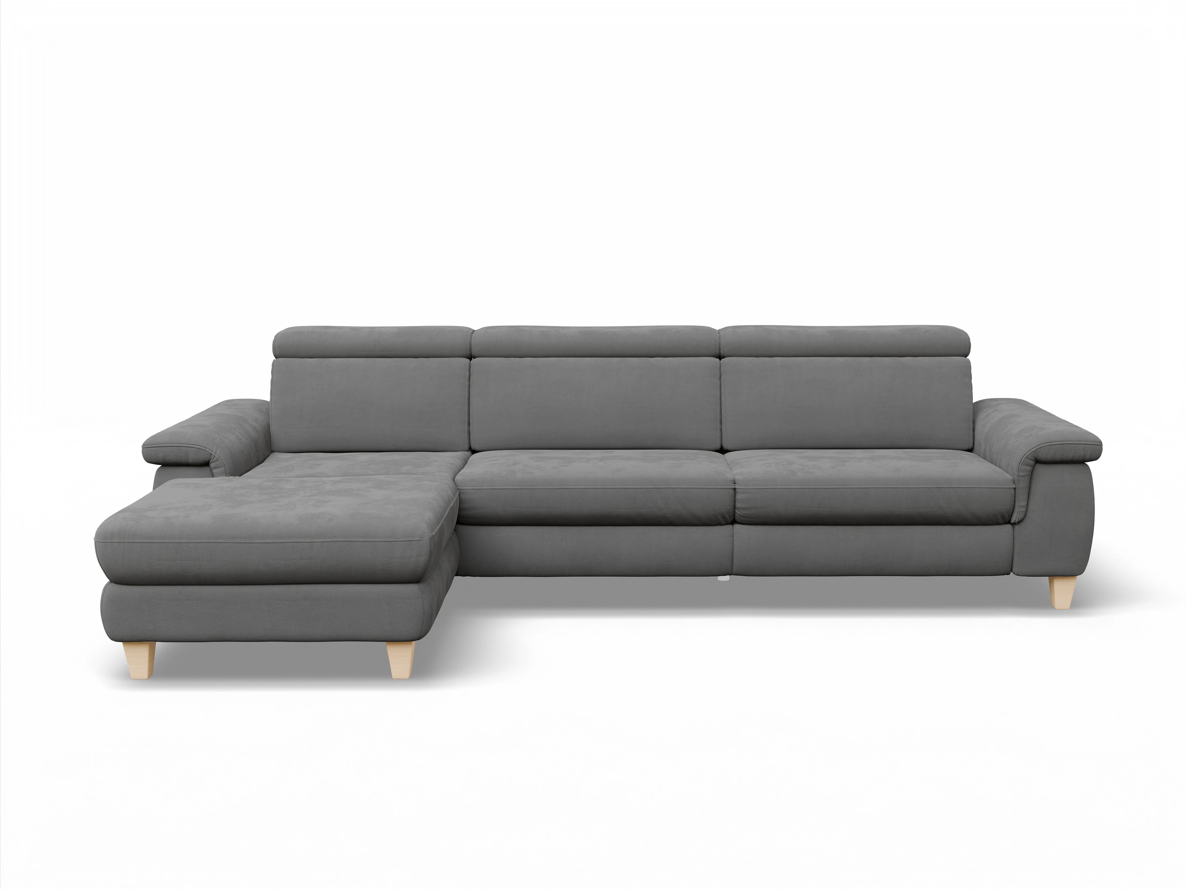 Ansicht des Produktes München Ecksofa links Abschluss offen in Stoff Grau