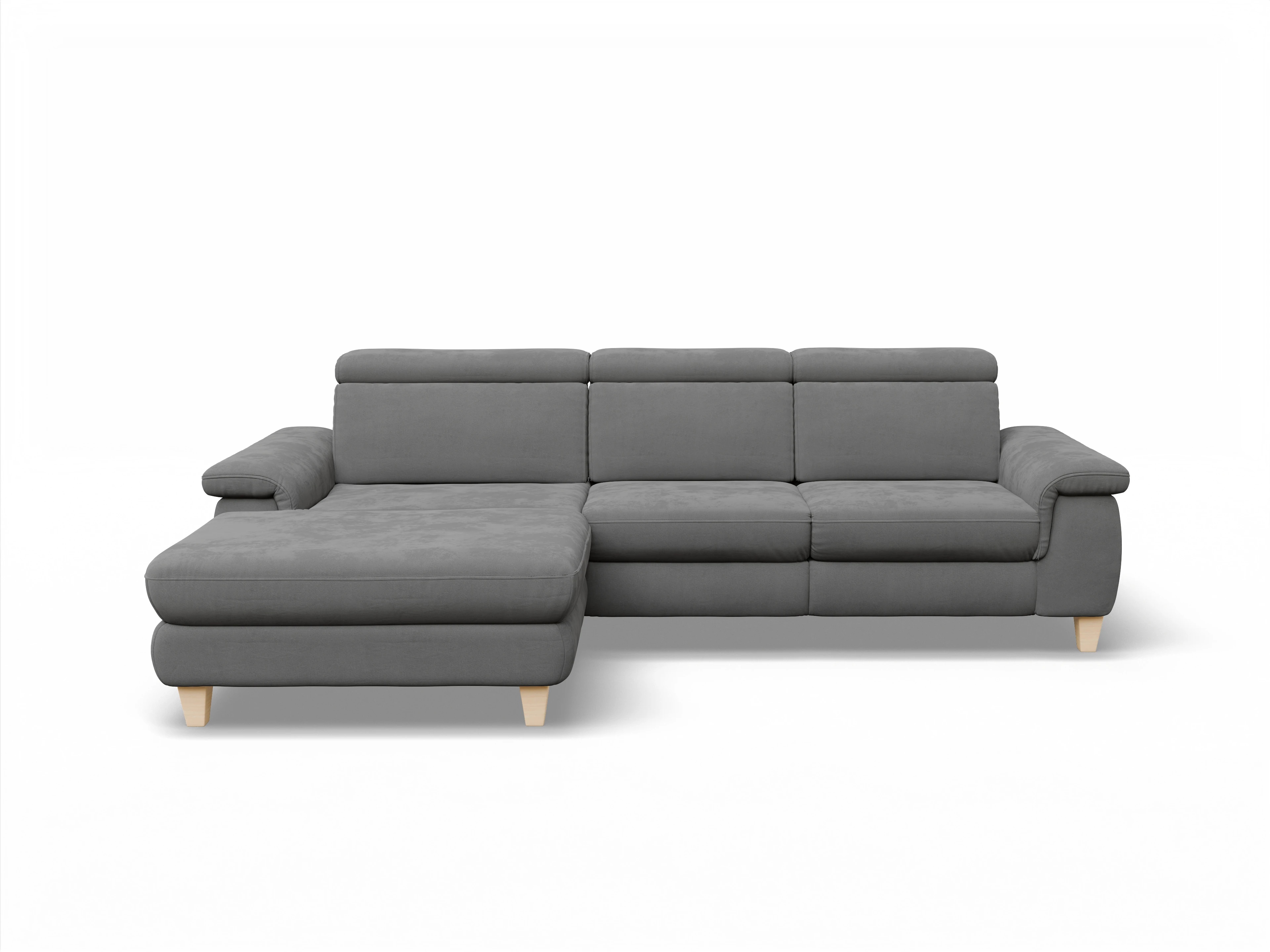 Ansicht des Produktes München Ecksofa links Abschluss offen in Stoff Grau