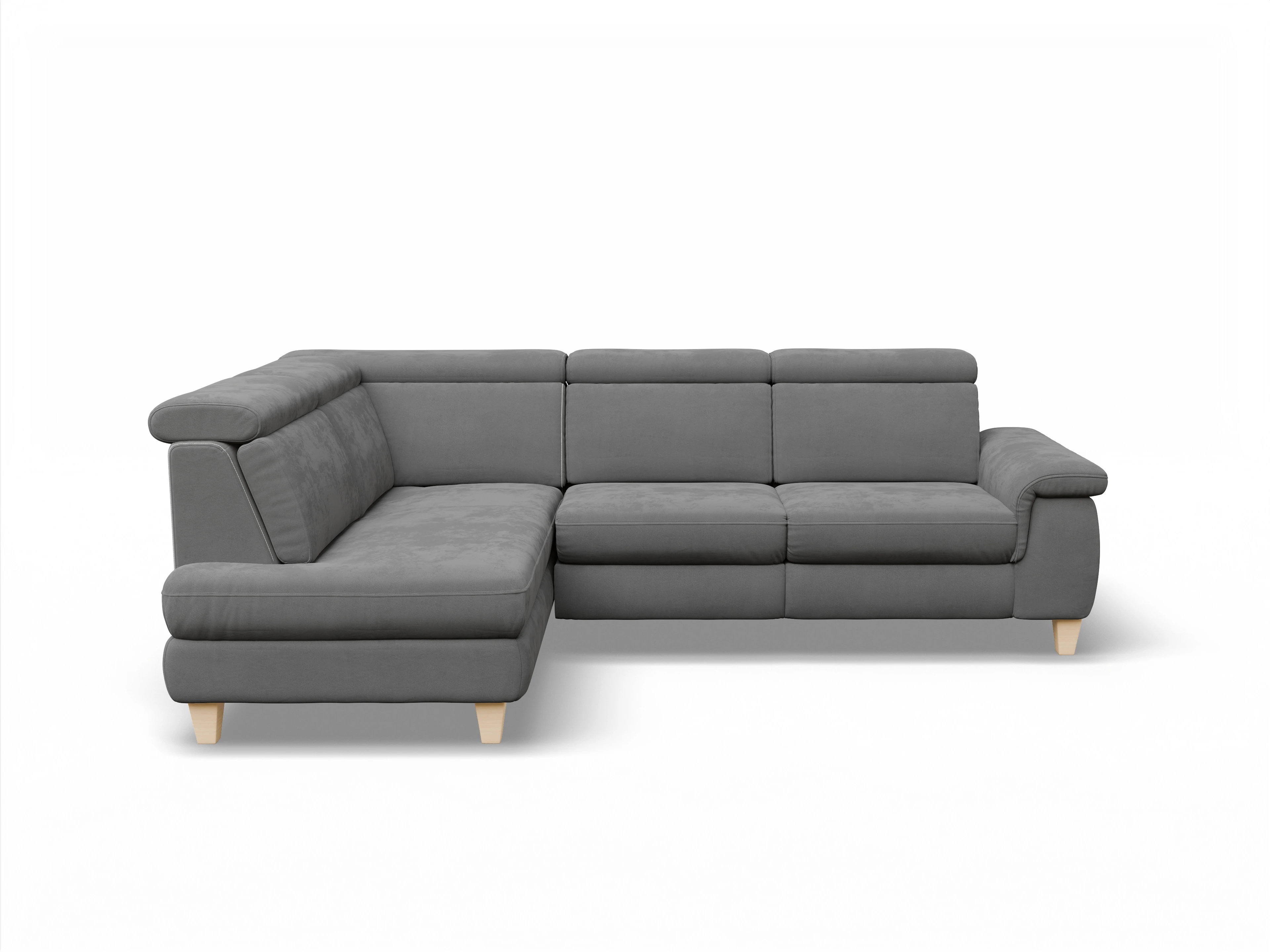 München KO Medium L Ansicht des Produktes München Ecksofa links Abschluss offen in Stoff Grau