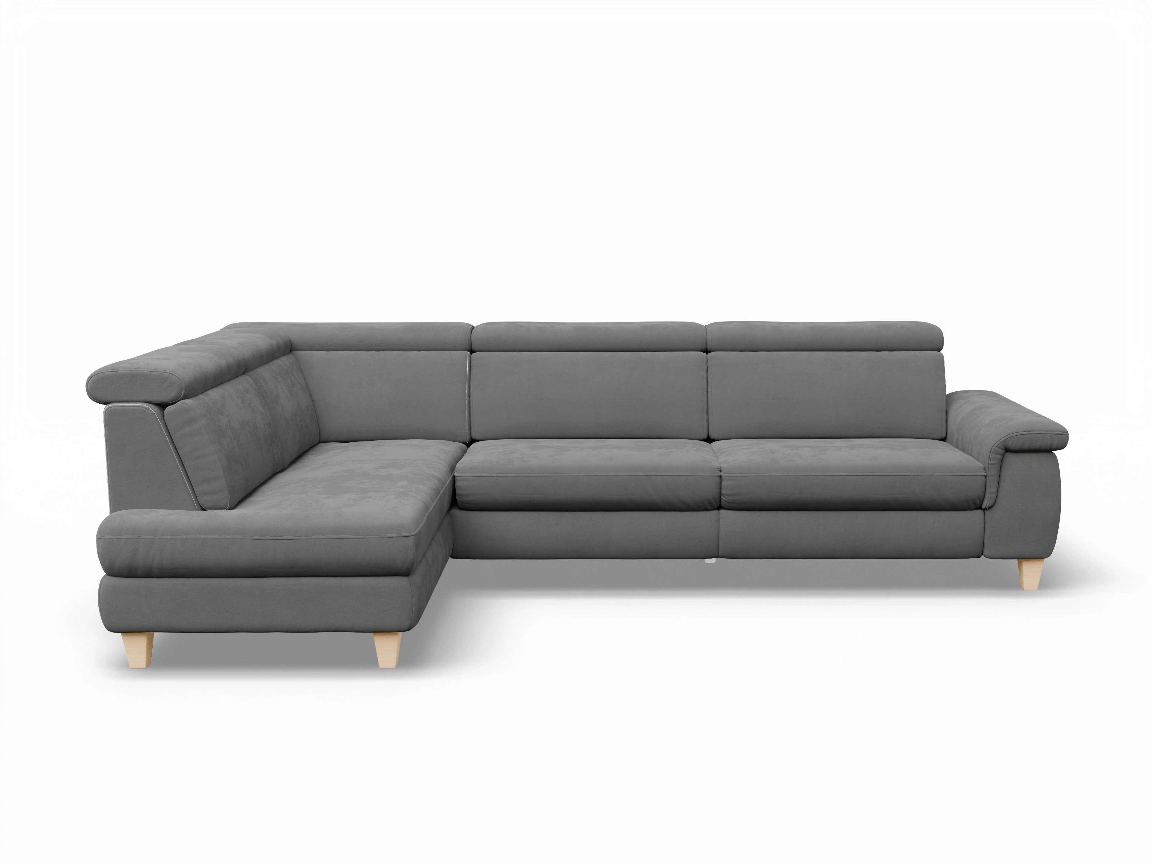 Ansicht des Produktes München Ecksofa links Abschluss offen in Stoff Grau